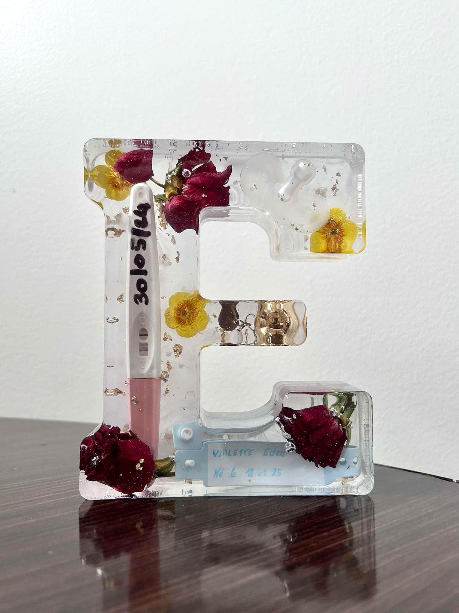 Lettre initiale 3D en résine - lettre naissance - souvenir bébé -  lettre personnalisée