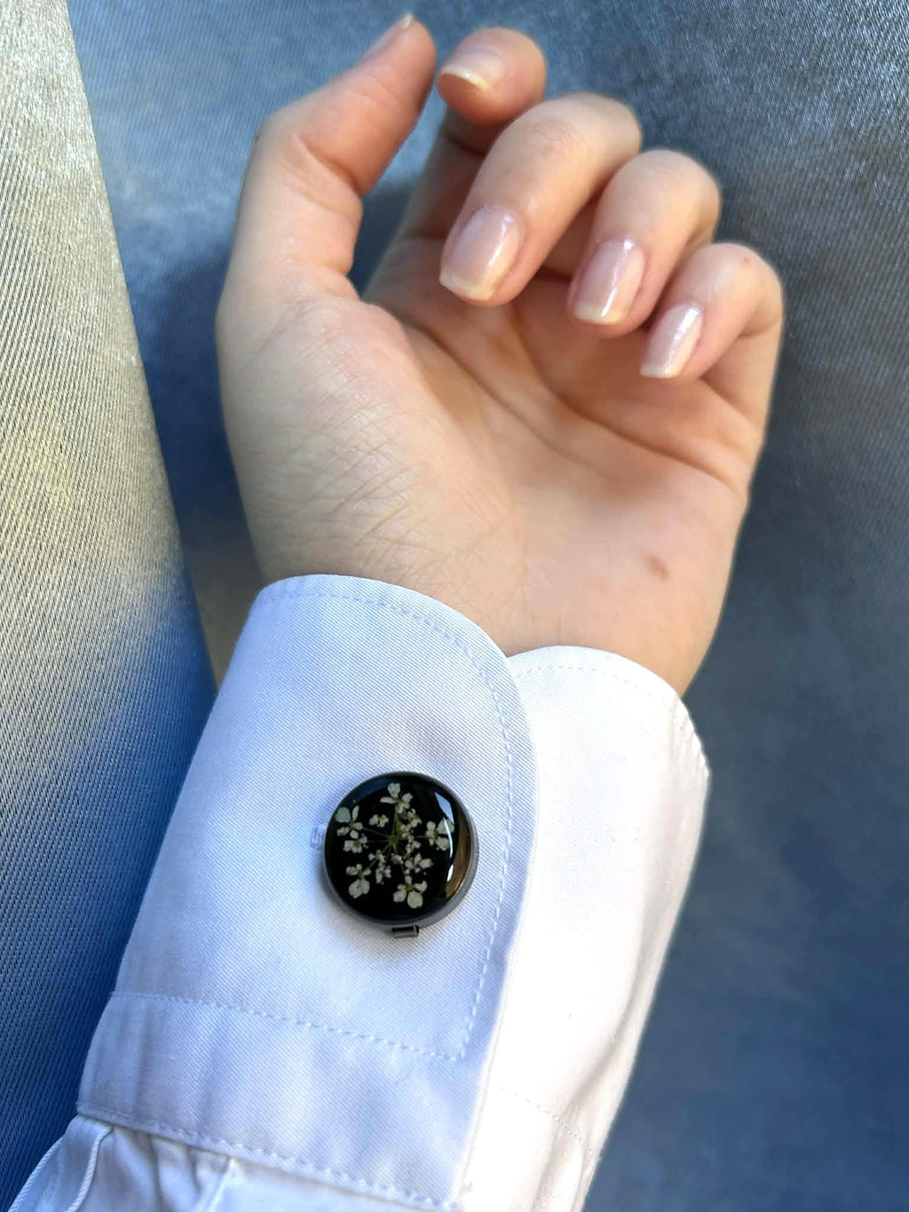 Boutons de manchettes - accessoire chemise femme - fleurs séchées