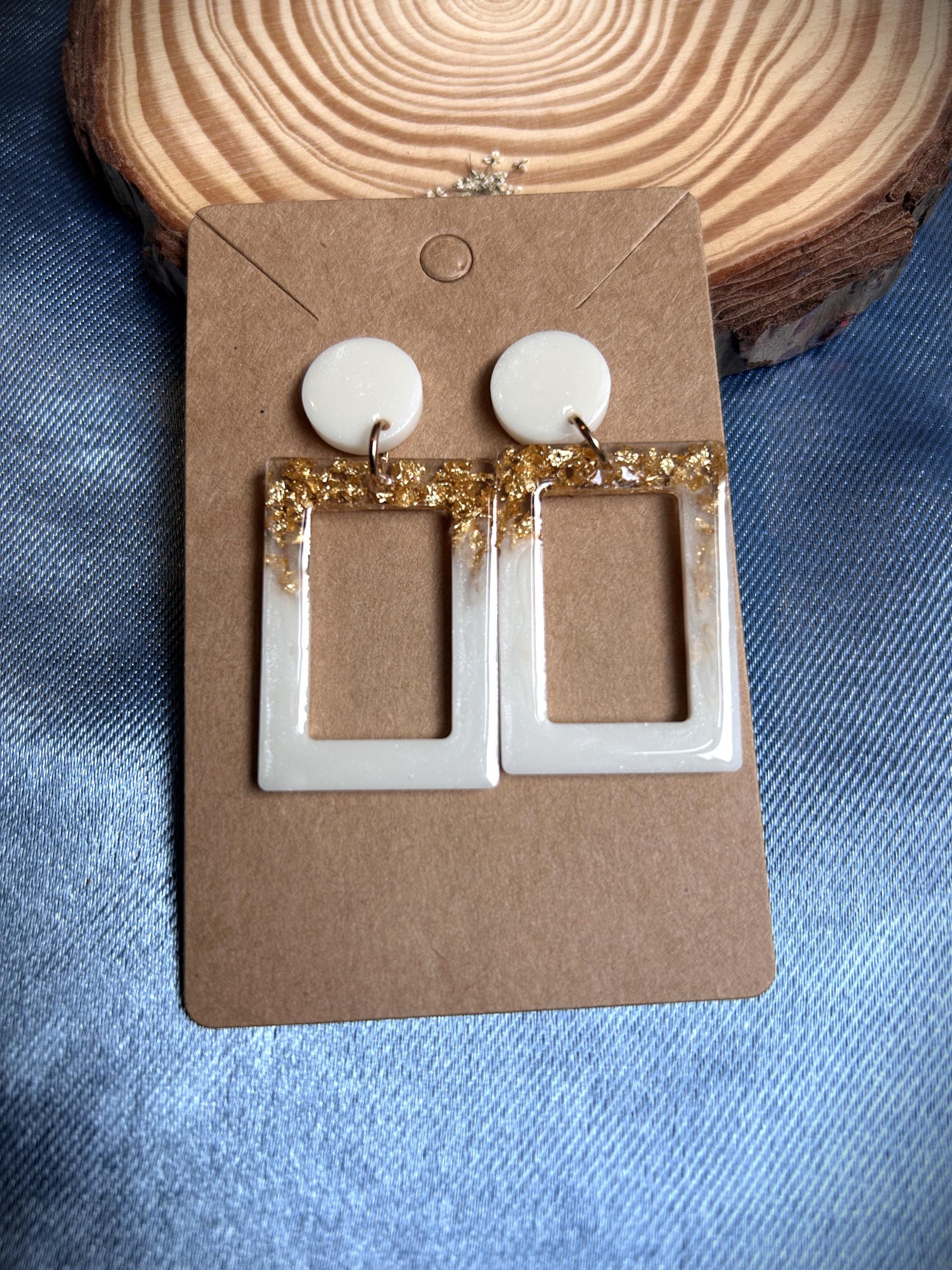 Boucles d'oreilles rectangulaires en résine