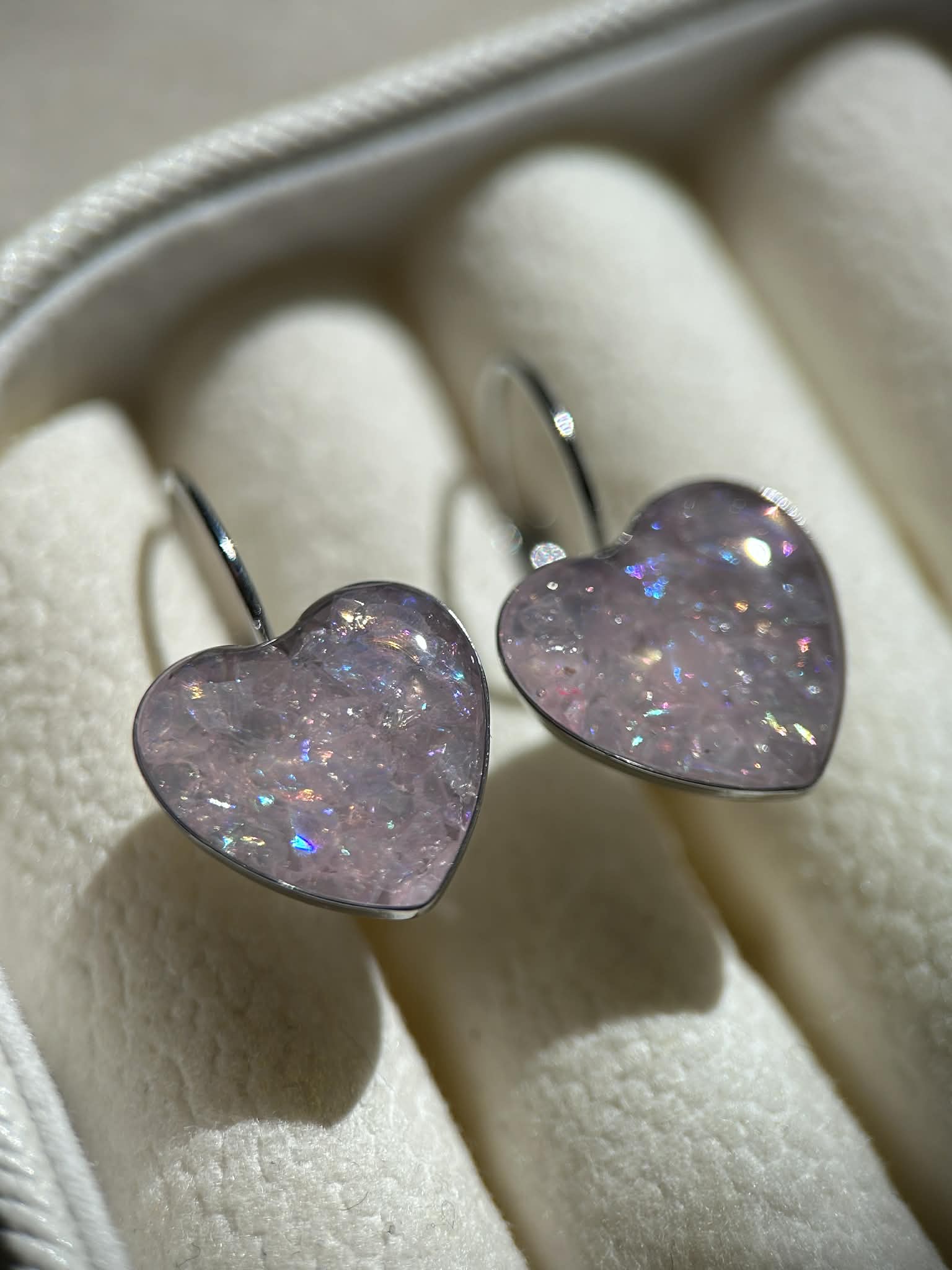 Boucles d'oreilles pendantes en forme de cœur - fleurs séchées
