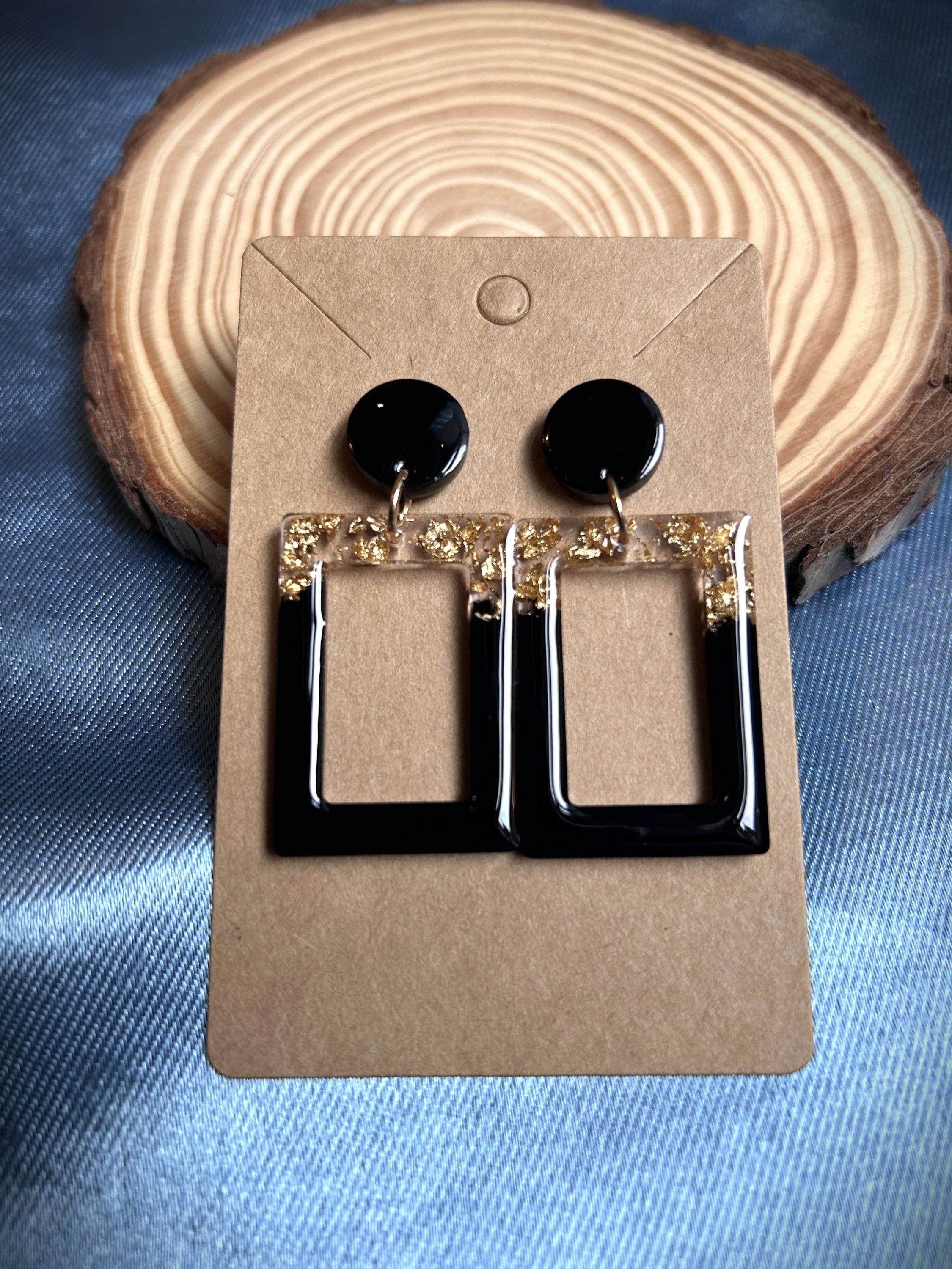 Boucles d'oreilles rectangulaires en résine