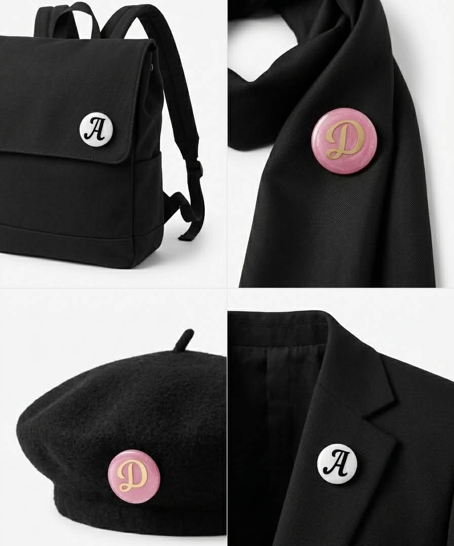 Badge ronde personalisée avec lettre - pin/broche