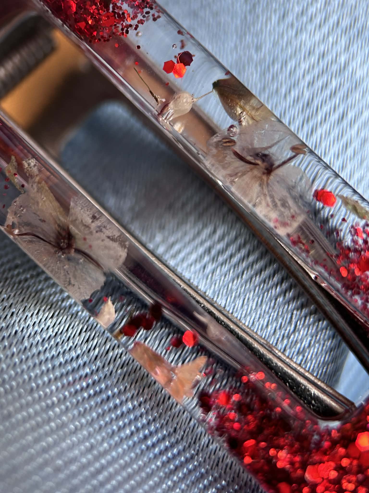 Barrettes à cheveux en résine, paillettes et fleurs séchées