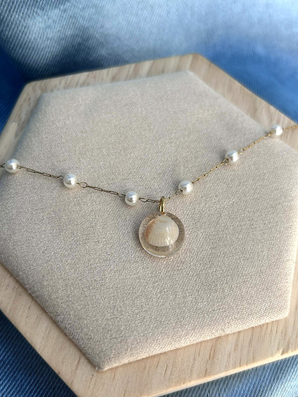 Collier doré en acier inoxydable - coquillages véritables - bijoux d'été
