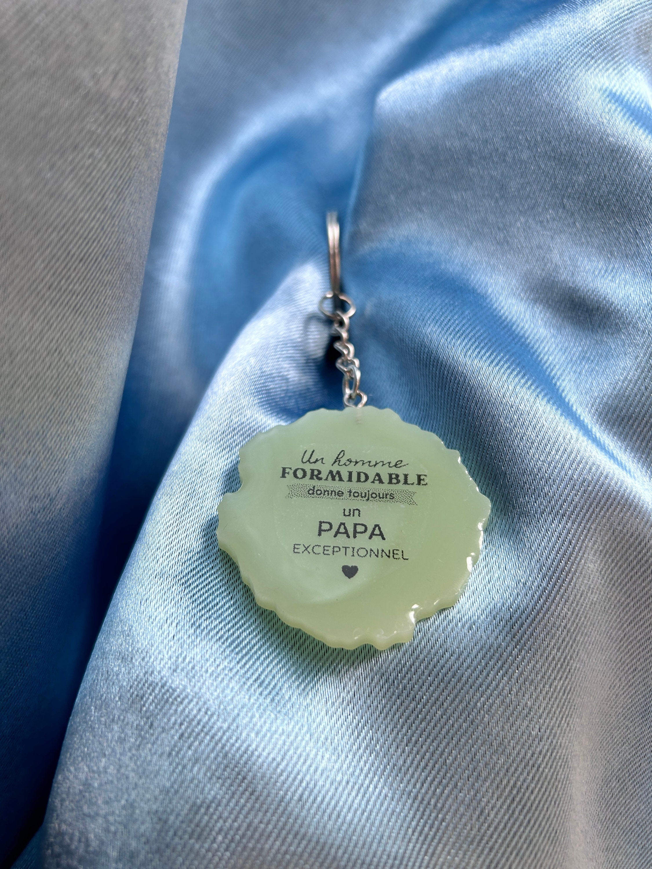 Porte-clés ronds en résine - texte pour papa