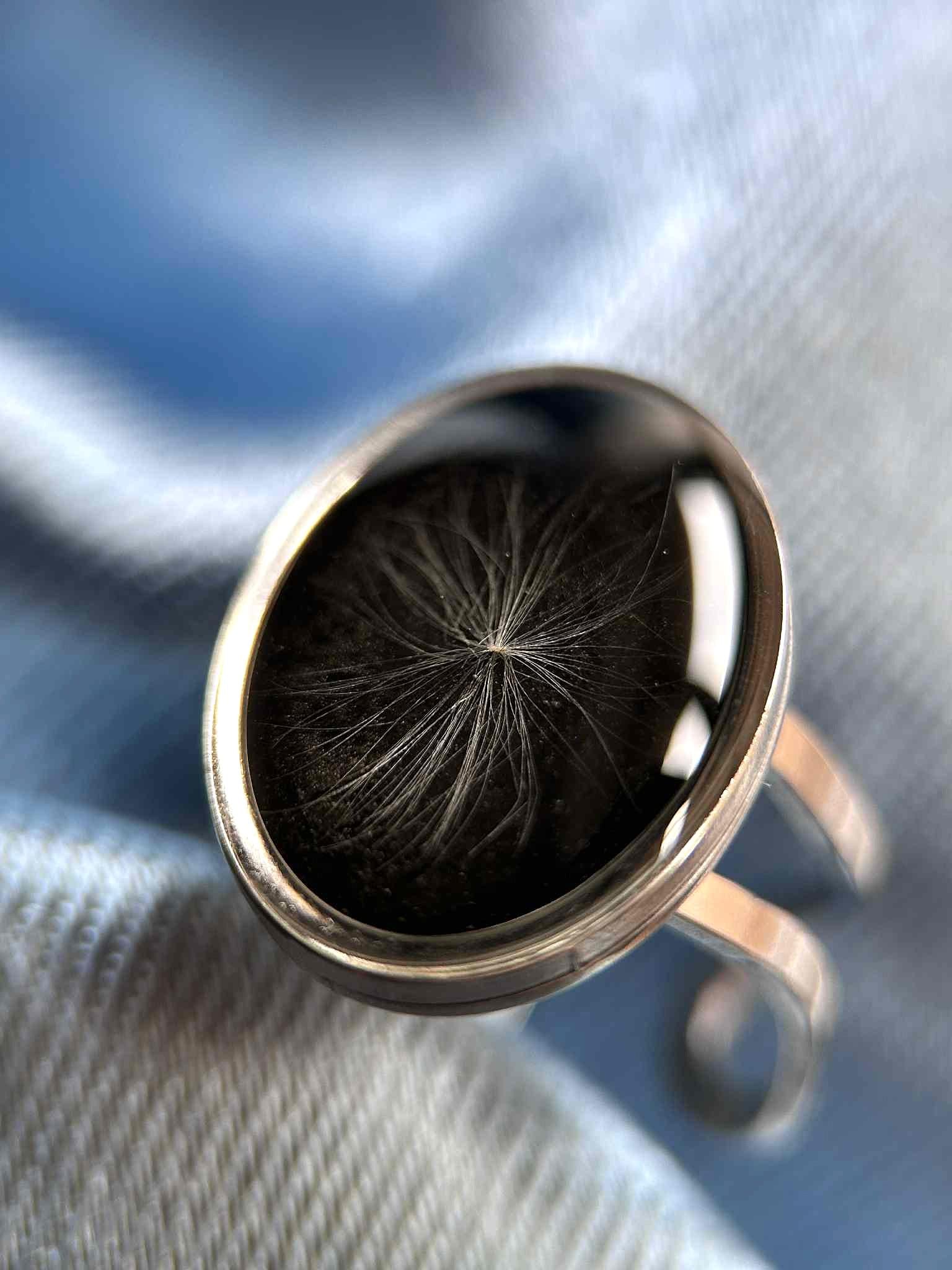 Bague argenté ajustable - fleurs séchées
