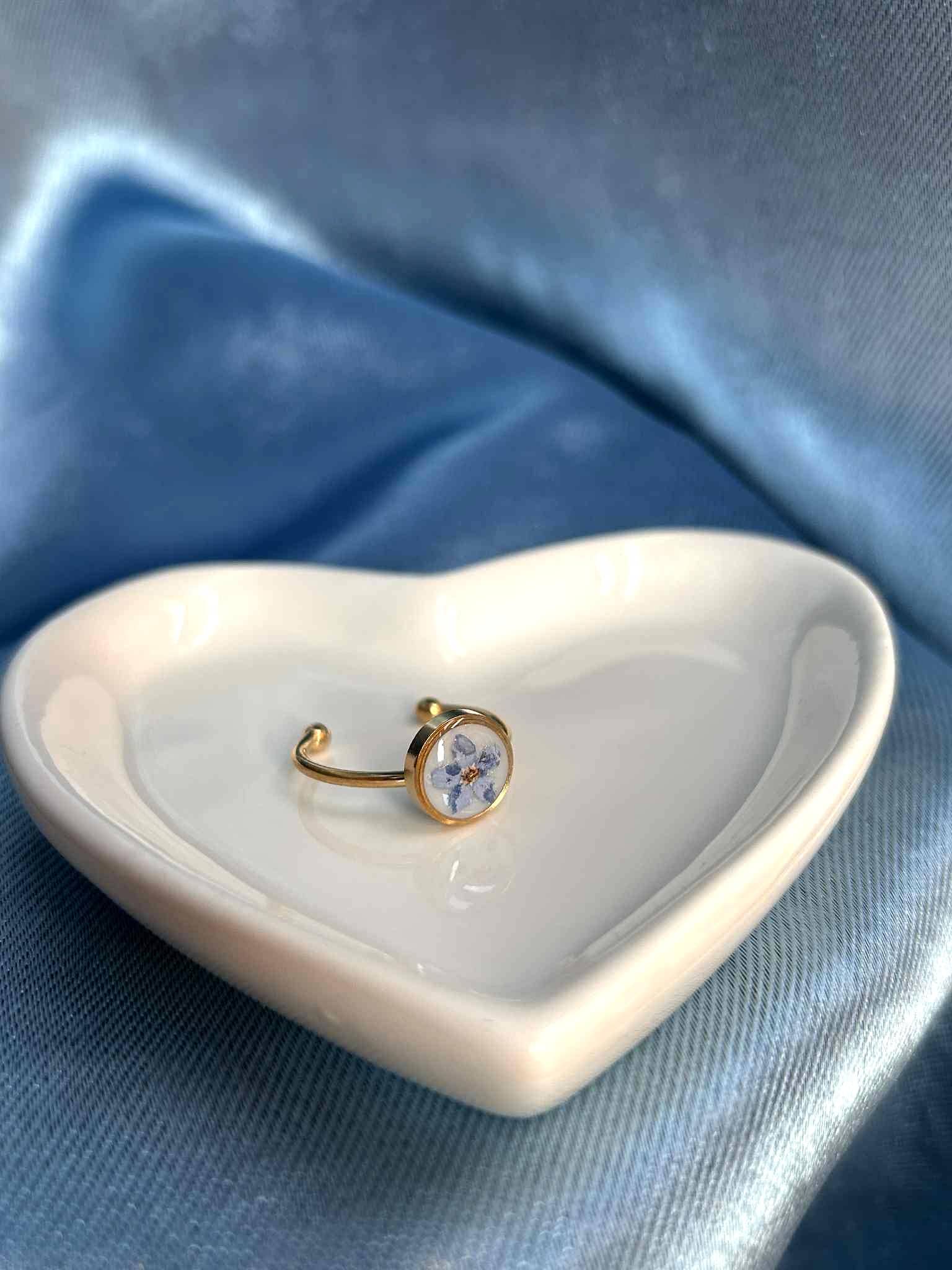 Bague ajustable doré - fleurs naturelles séchées - un cadeau parfait