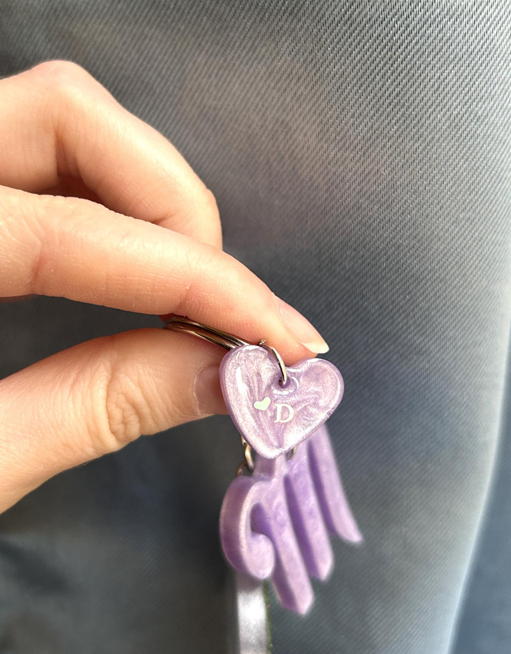 Porte-clés personnalisé en résine avec votre photo et votre initiale