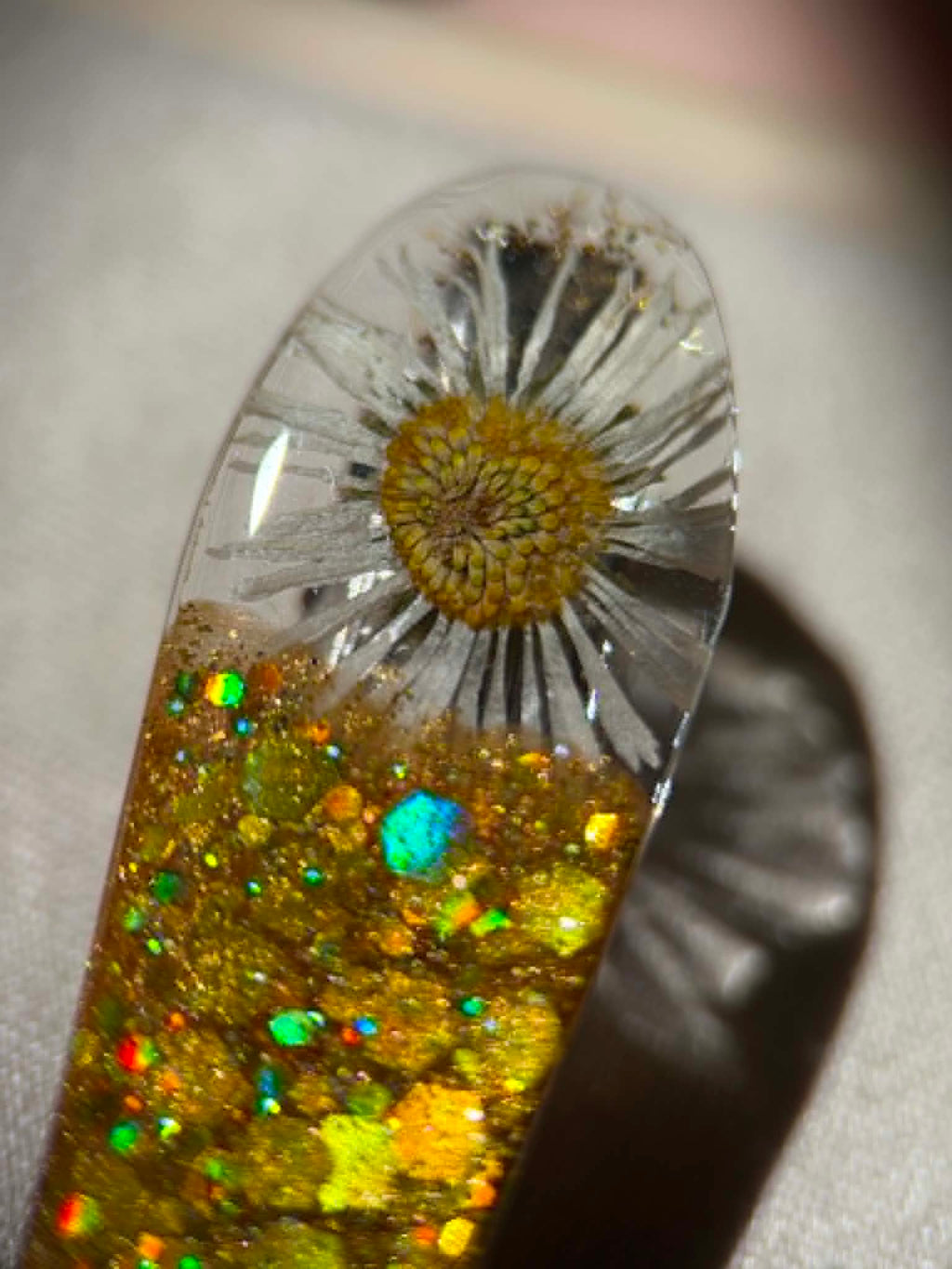 Barrettes à cheveux en résine, paillettes et fleurs séchées