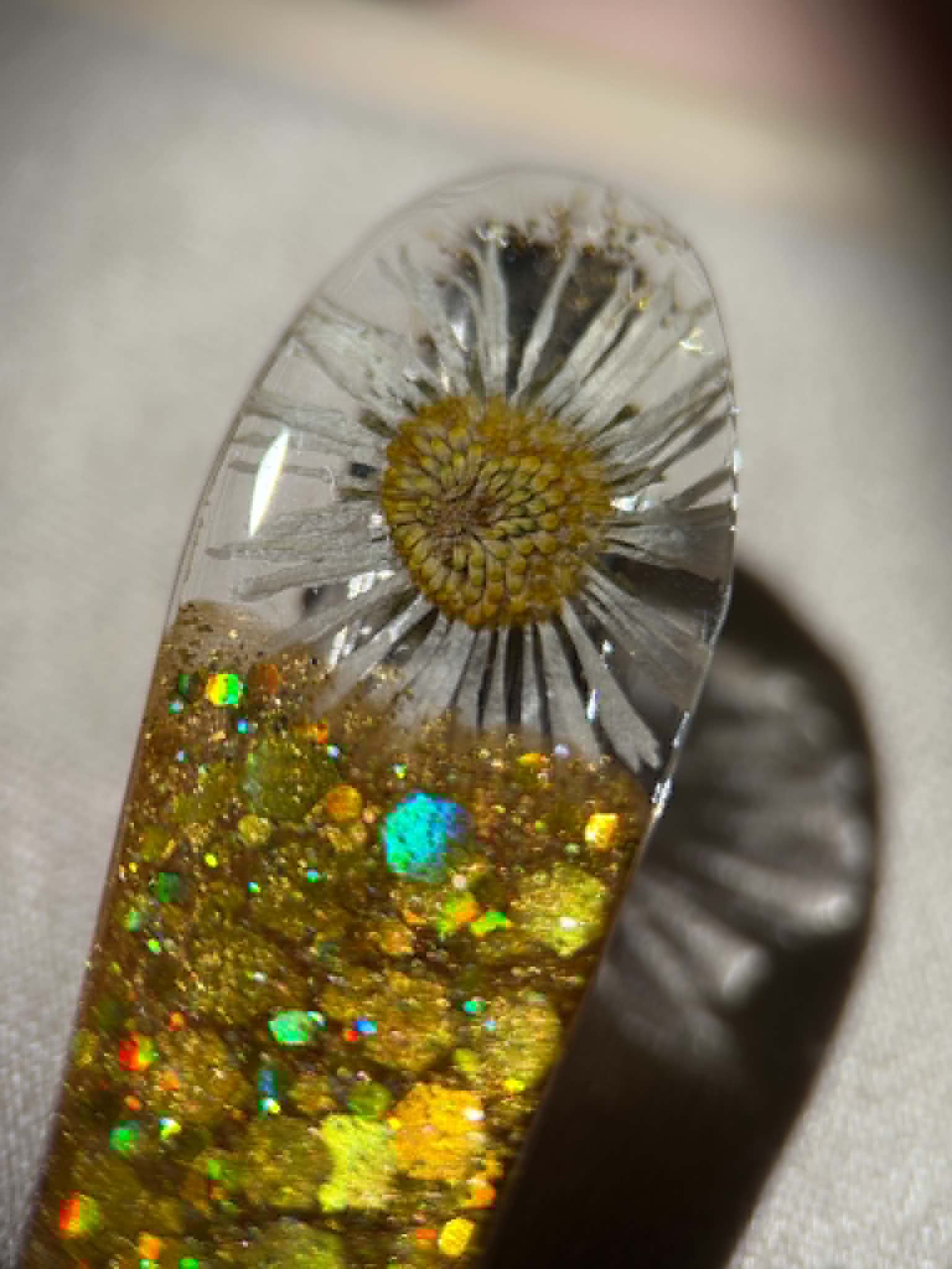 Barrettes à cheveux en résine, paillettes et fleurs séchées