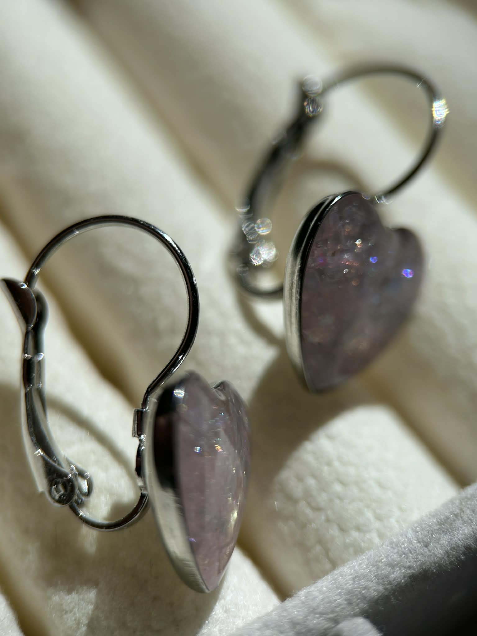 Boucles d'oreilles pendantes en forme de cœur - fleurs séchées