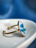 Bague ajustable doré avec fleurs séchées