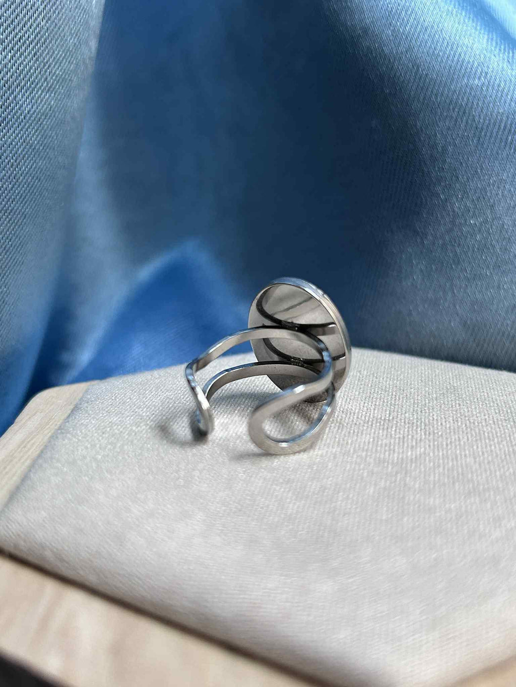 Bague argenté ajustable - fleurs séchées