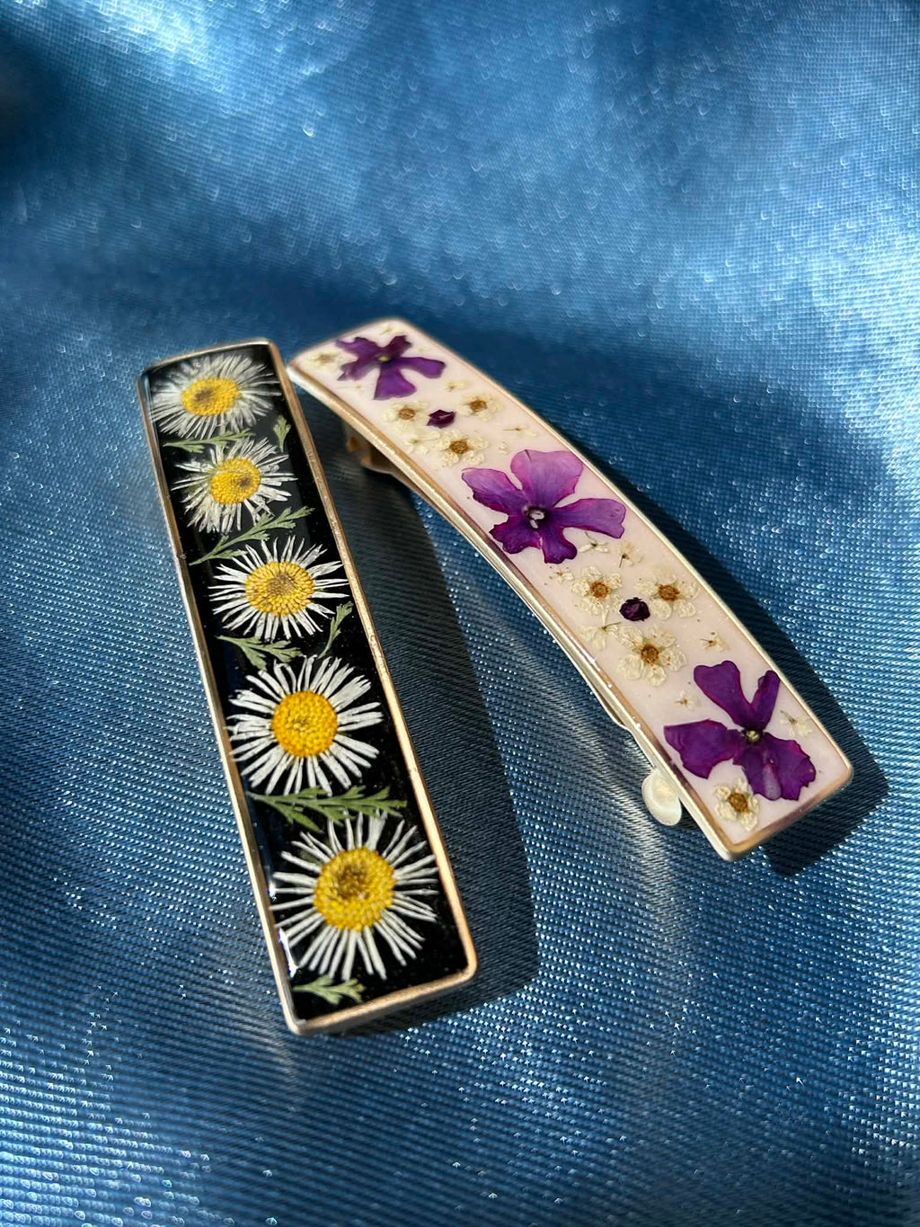 Barrette à cheveux avec fleurs naturelles séchées - accessoires coiffure
