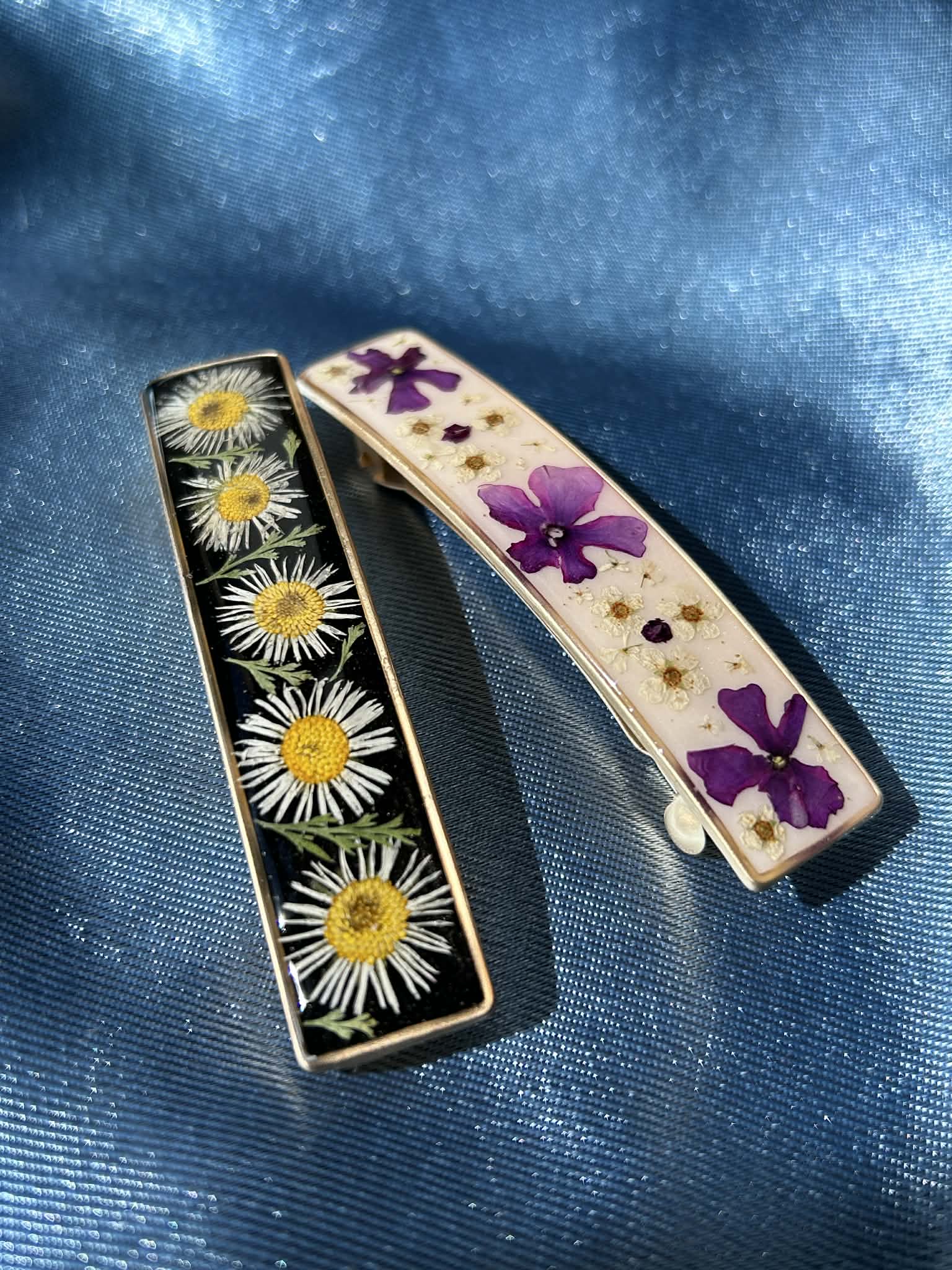 Barrette à cheveux avec fleurs naturelles séchées - accessoires coiffure