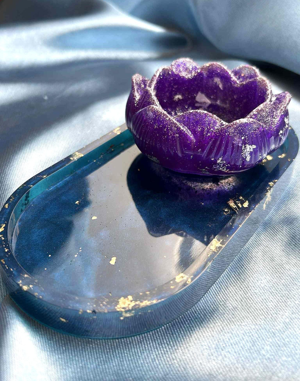 Bougeoir en résine en forme de fleur de lotus - un cadeau parfait pour femme