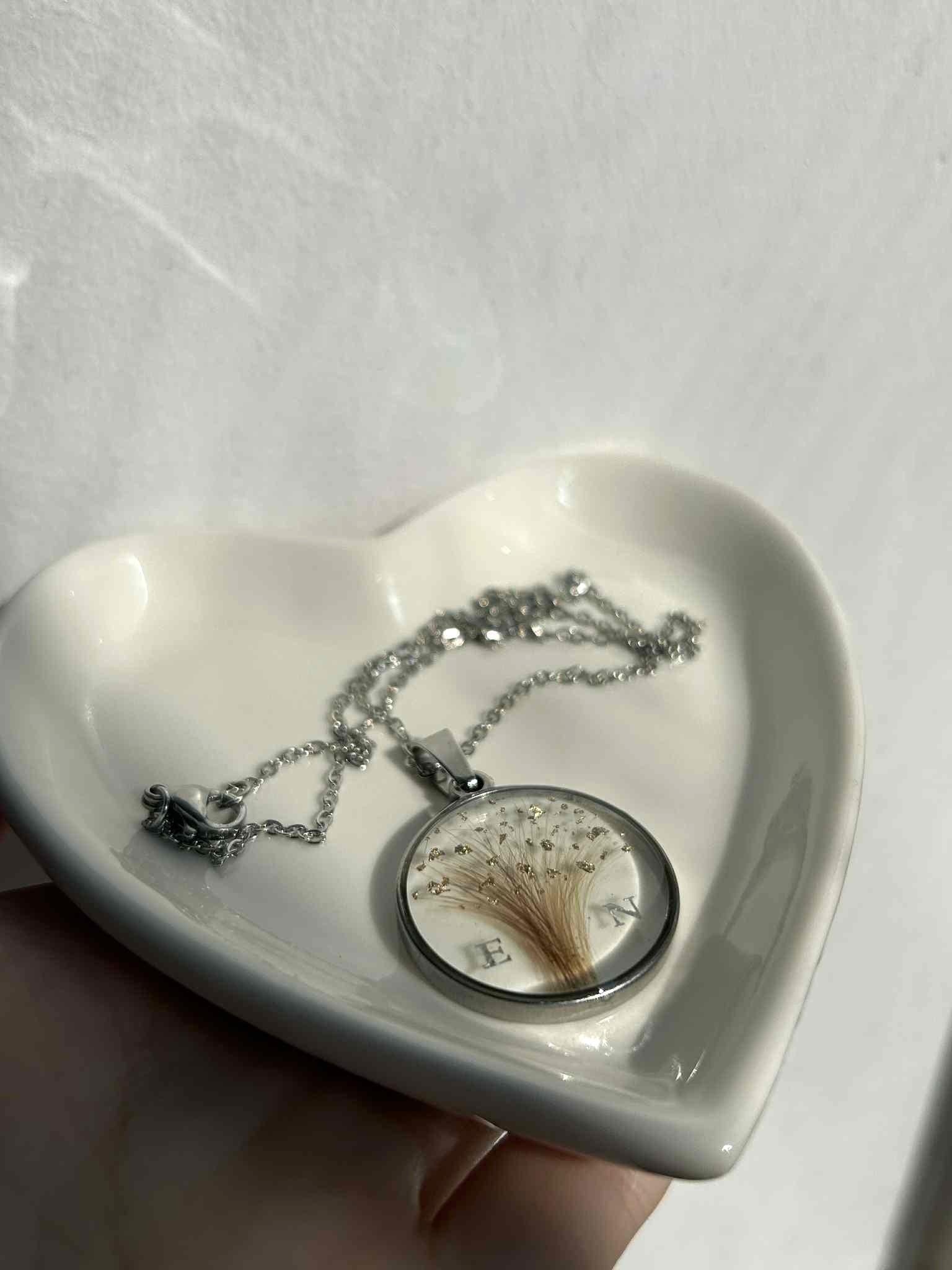 Bijoux souvenir « Arbre de vie », pendentif avec des cheveux bébé, dent, poils de chien. Collier souvenir arbre à cheveux et lettre, nom