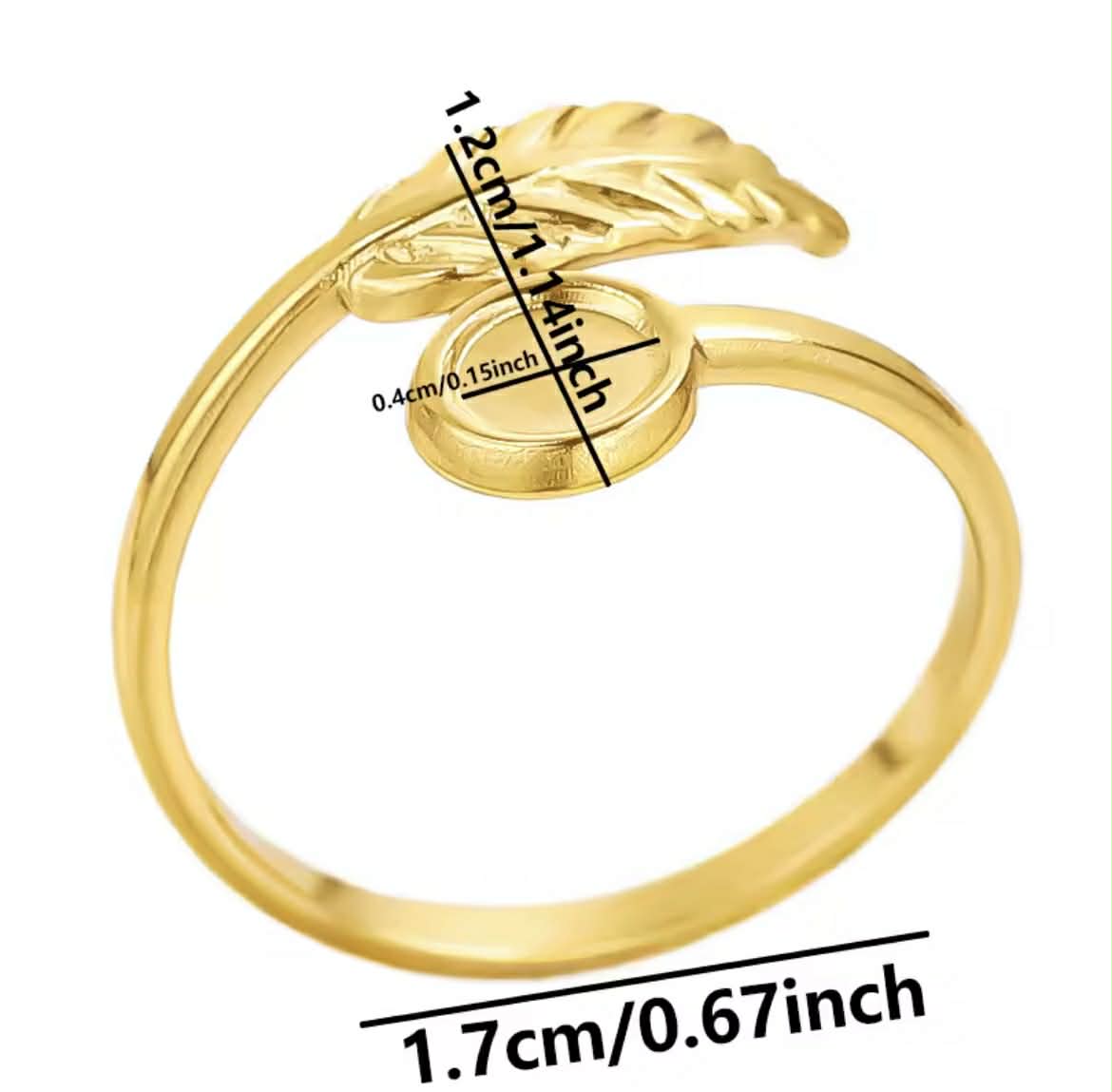 Bague doré ajustable avec petite fleur séchée - feuille doré