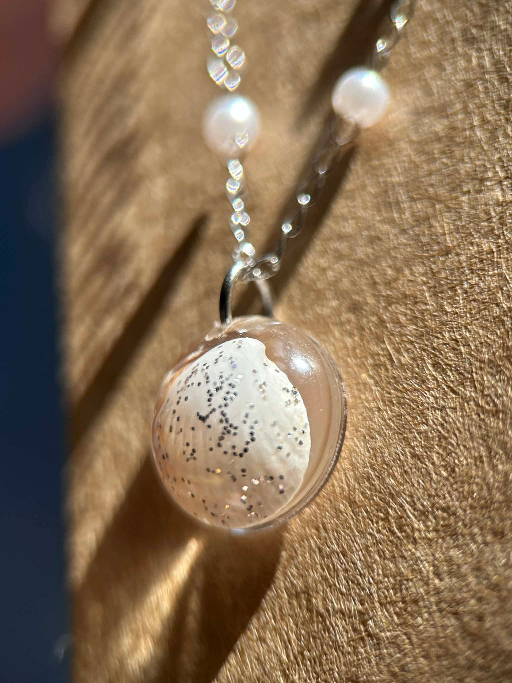 Collier argenté en acier inoxydable - coquillages véritables - bijoux d'été