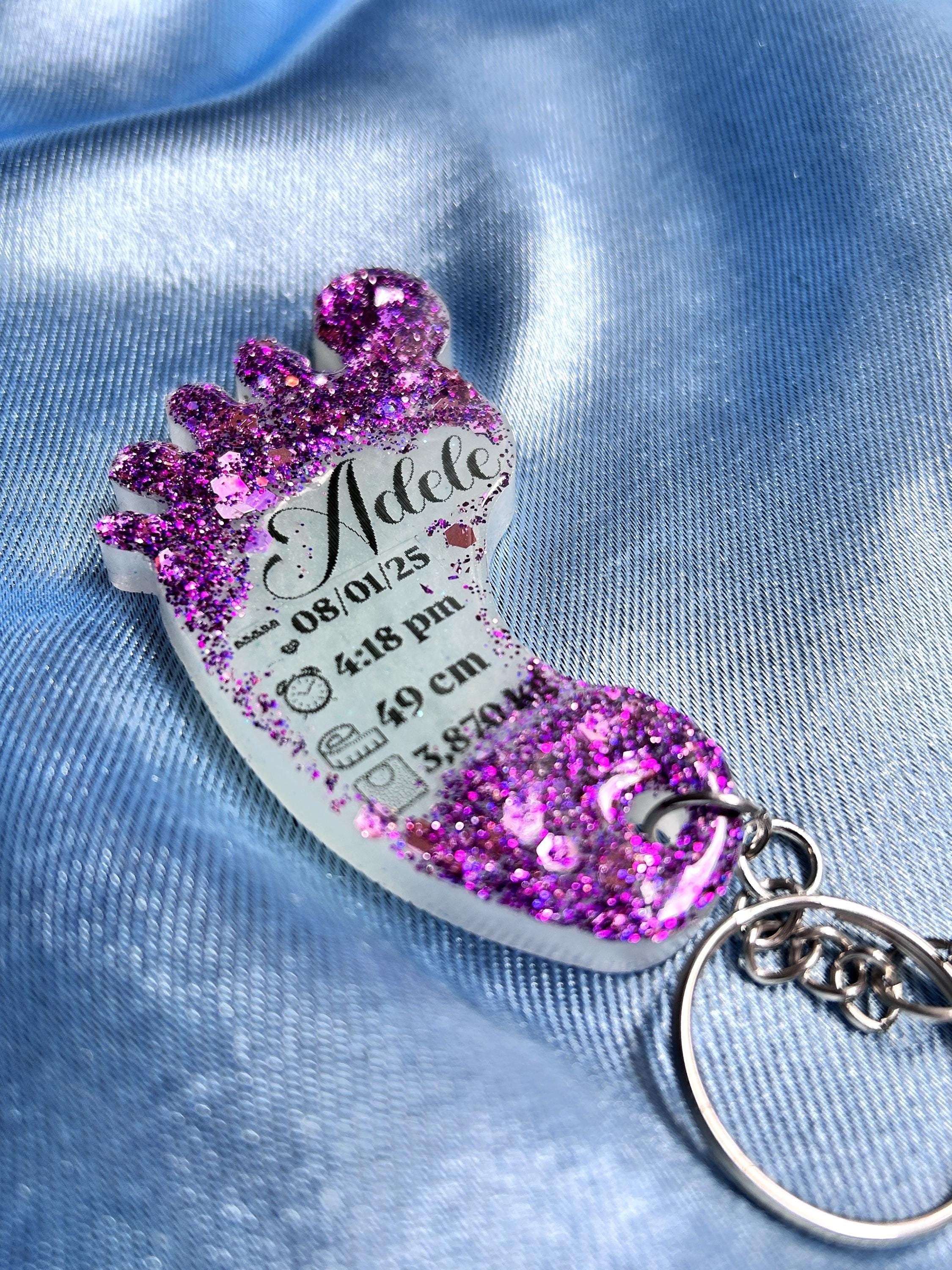 Porte-clés en résine semelle de bébé - souvenir naissance - cadeau naissance - détail baptême