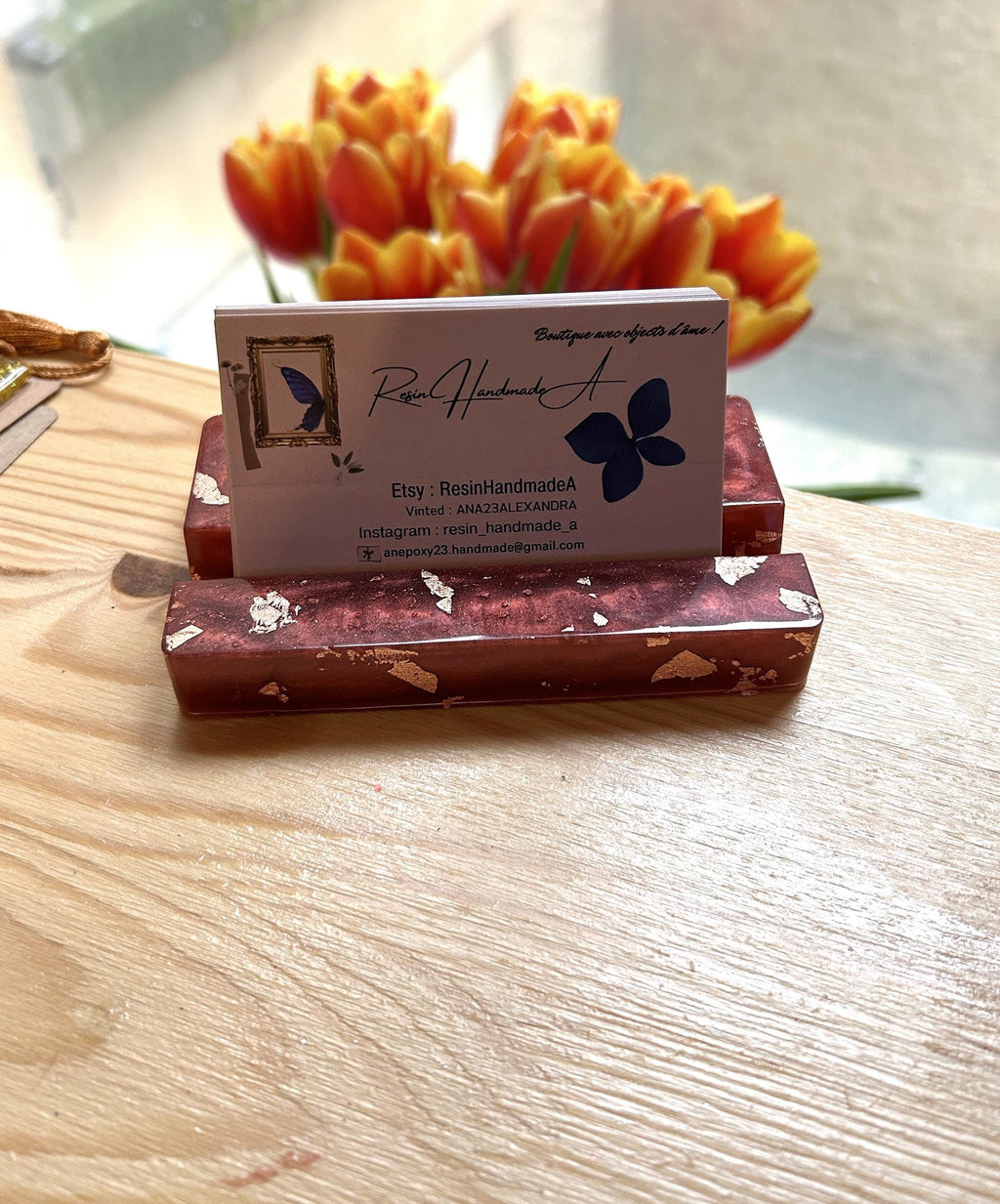Support en résine pour cartes de visite - support téléphone portable - personnaliser