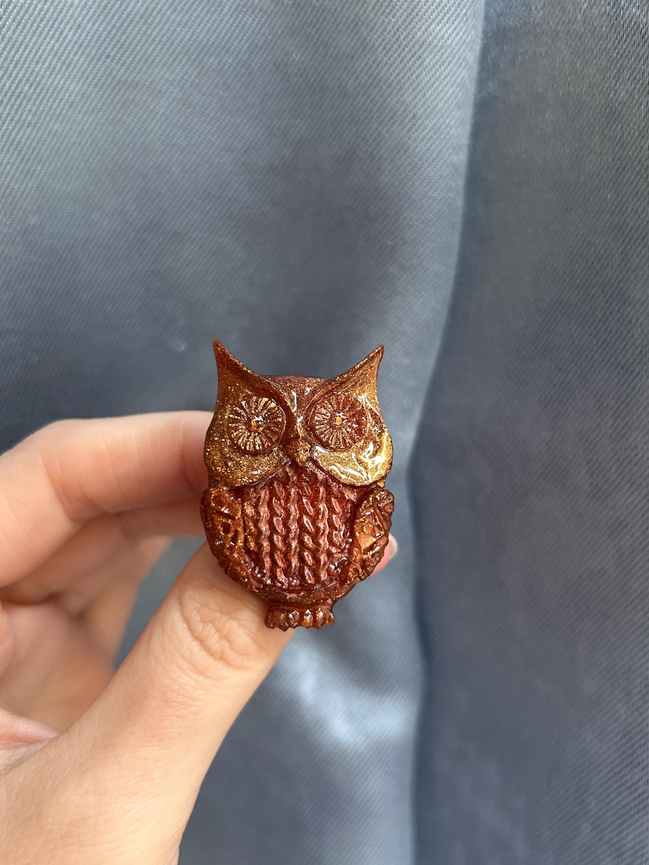 Broches en résine pour femmes, collection automne - feuille, hibou, papillon, fleur