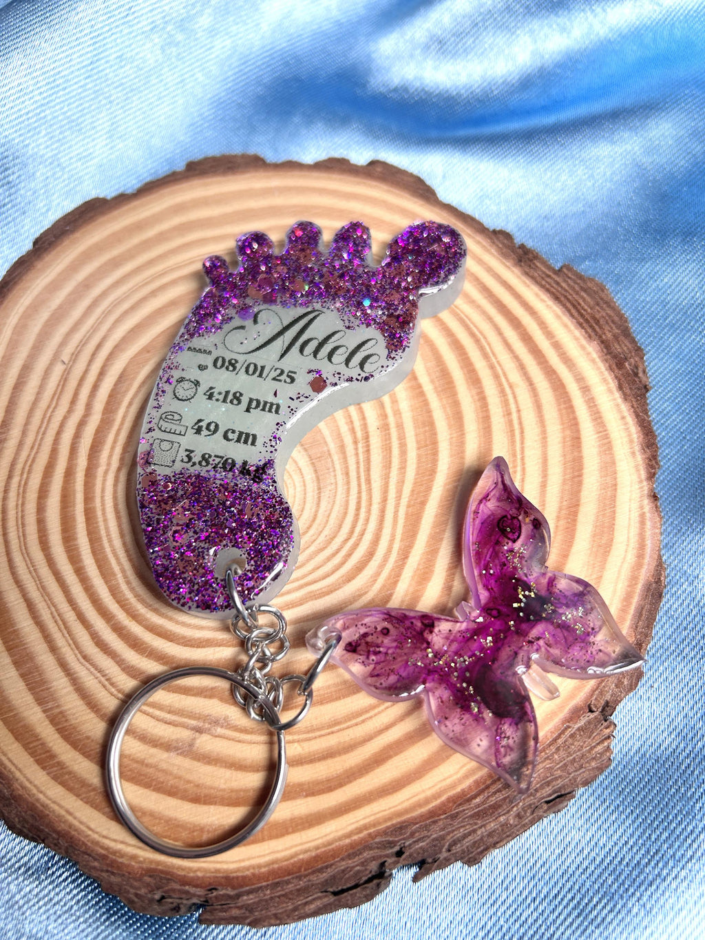 Porte-clés en résine semelle de bébé - souvenir naissance - cadeau naissance - détail baptême