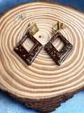 Boucles d'oreilles en forme de losange en résine et paillettes