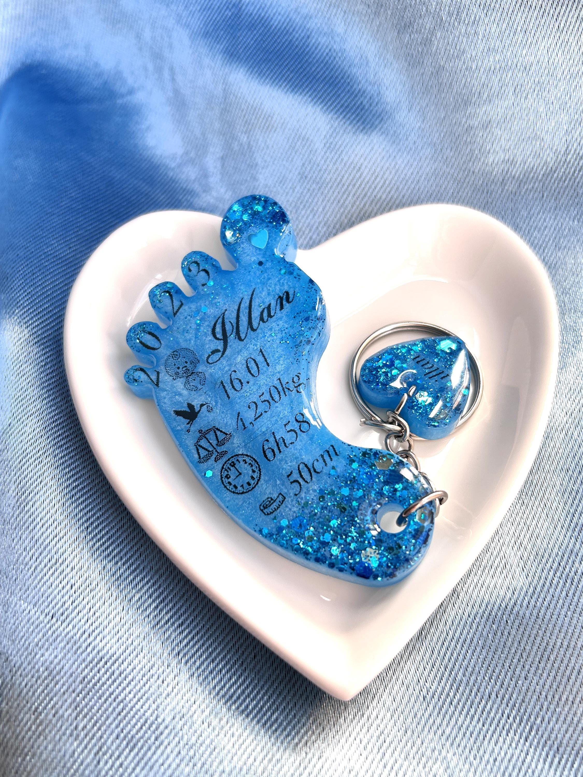 Porte-clés en résine semelle de bébé - souvenir naissance - cadeau naissance - détail baptême