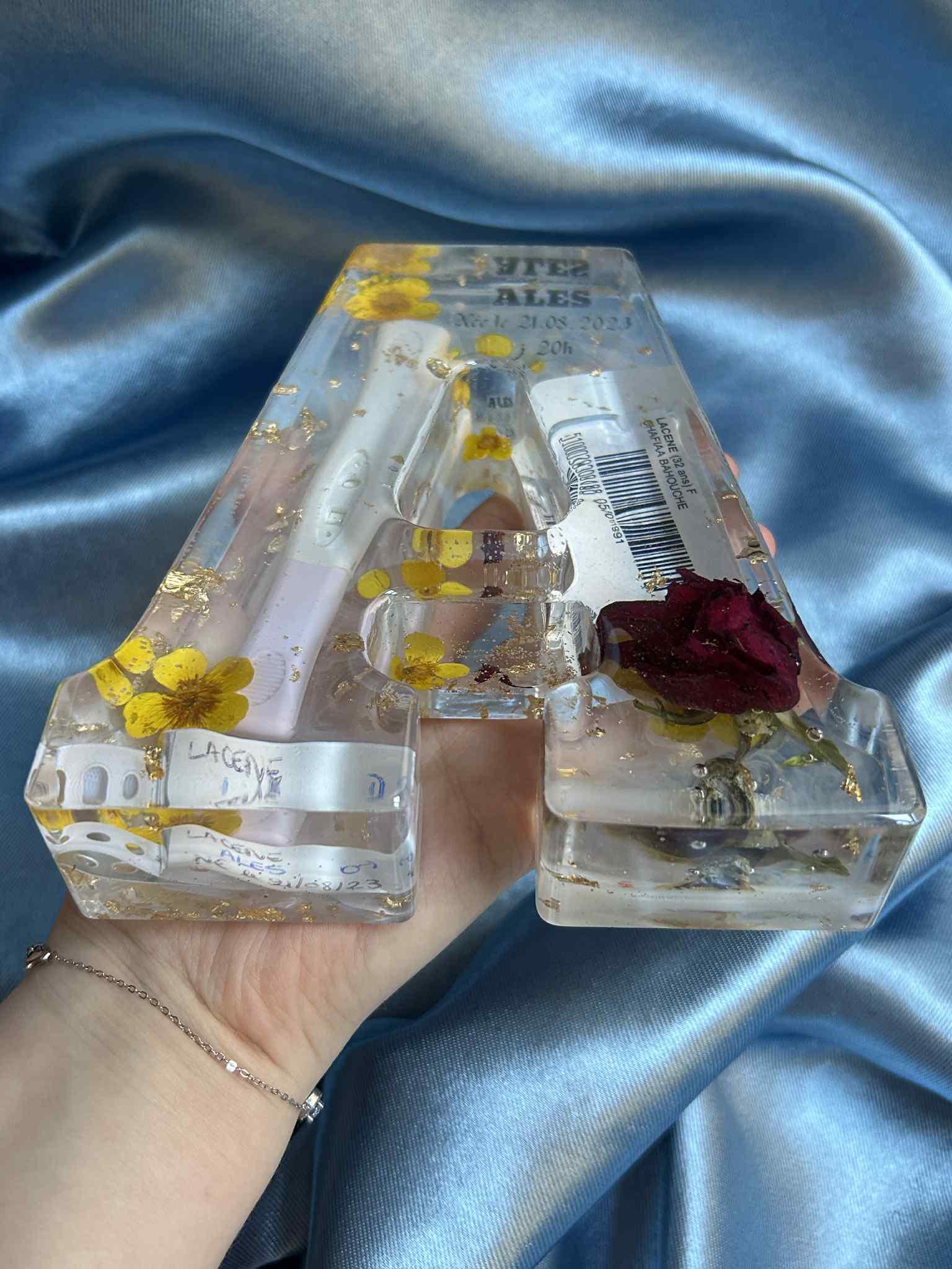 Lettre initiale 3D en résine - lettre naissance - souvenir bébé -  lettre personnalisée