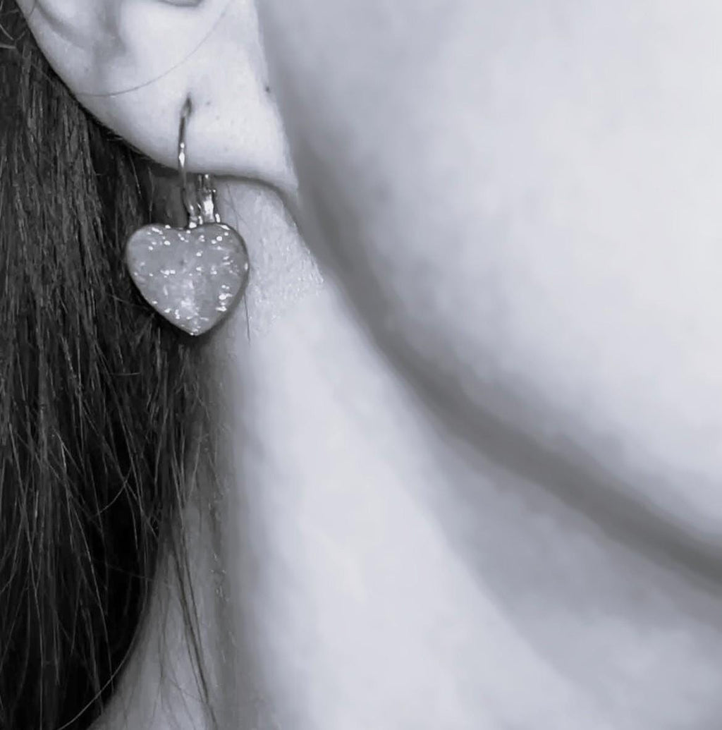 Boucles d'oreilles pendantes en forme de cœur - fleurs séchées