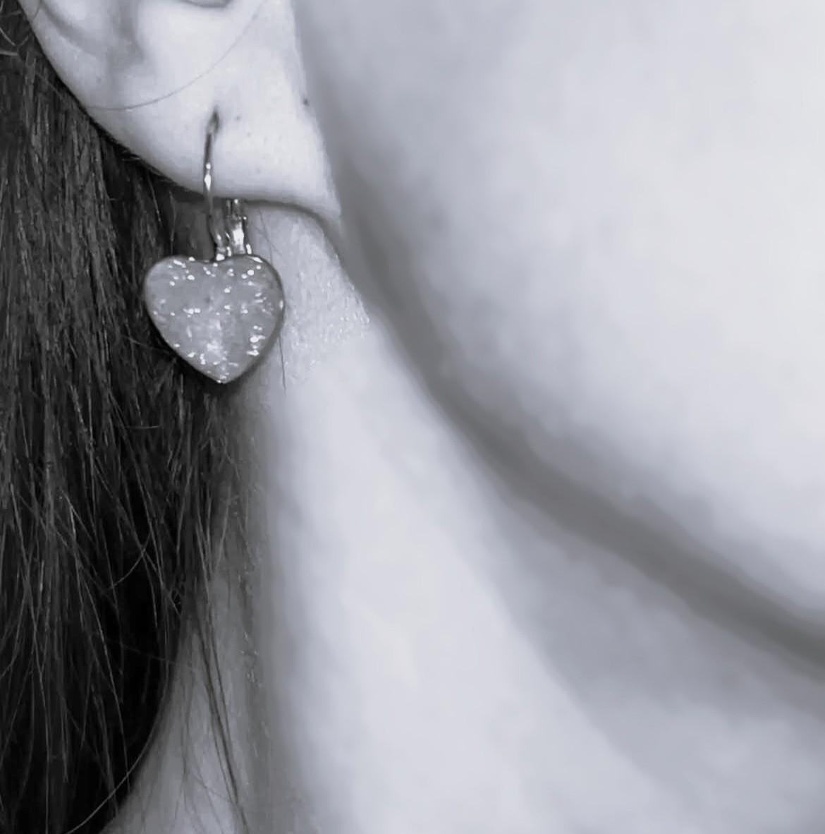 Boucles d'oreilles pendantes en forme de cœur - fleurs séchées
