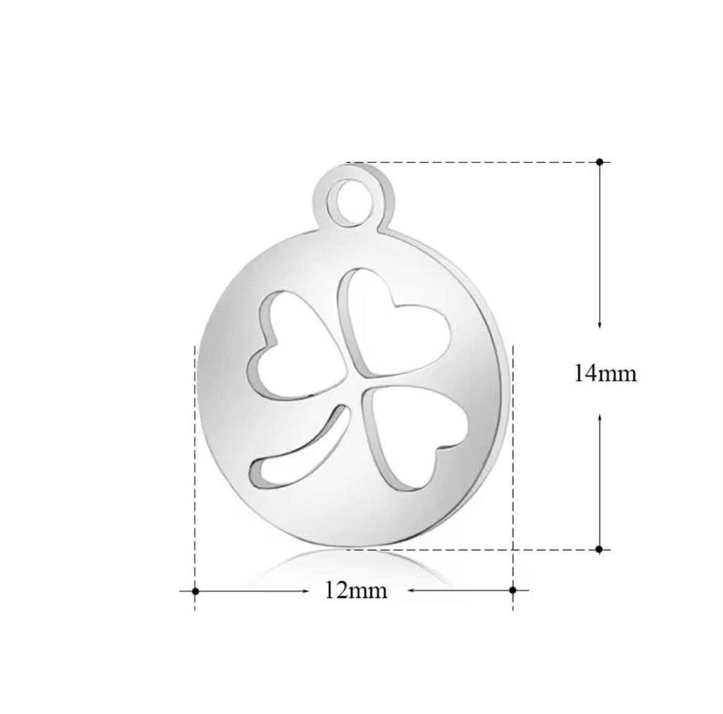 Collier argenté avec trèfle et cœur - collier porte-bonheur