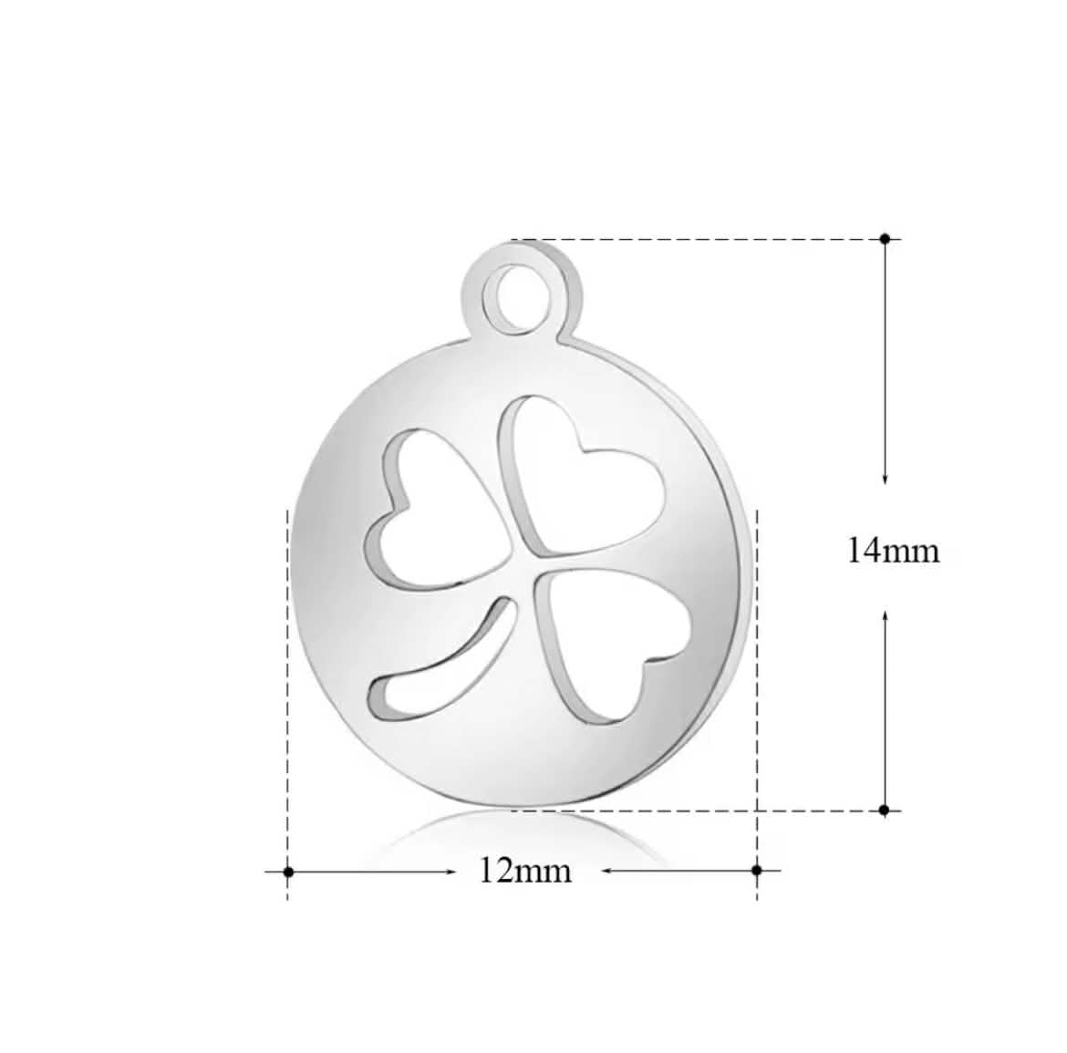 Collier argenté avec trèfle et cœur - collier porte-bonheur