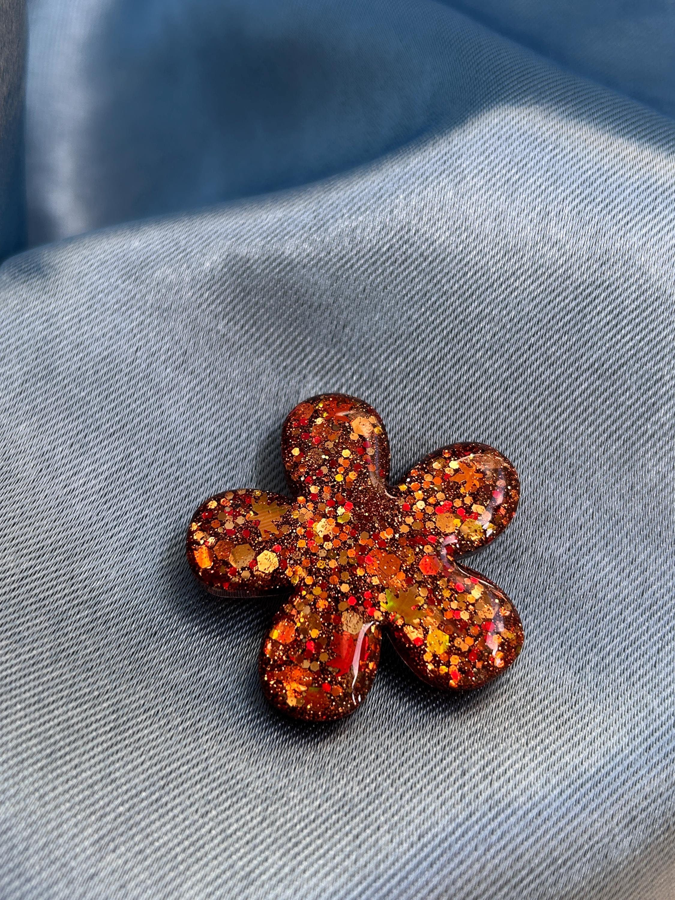 Broches en résine pour femmes, collection automne - feuille, hibou, papillon, fleur