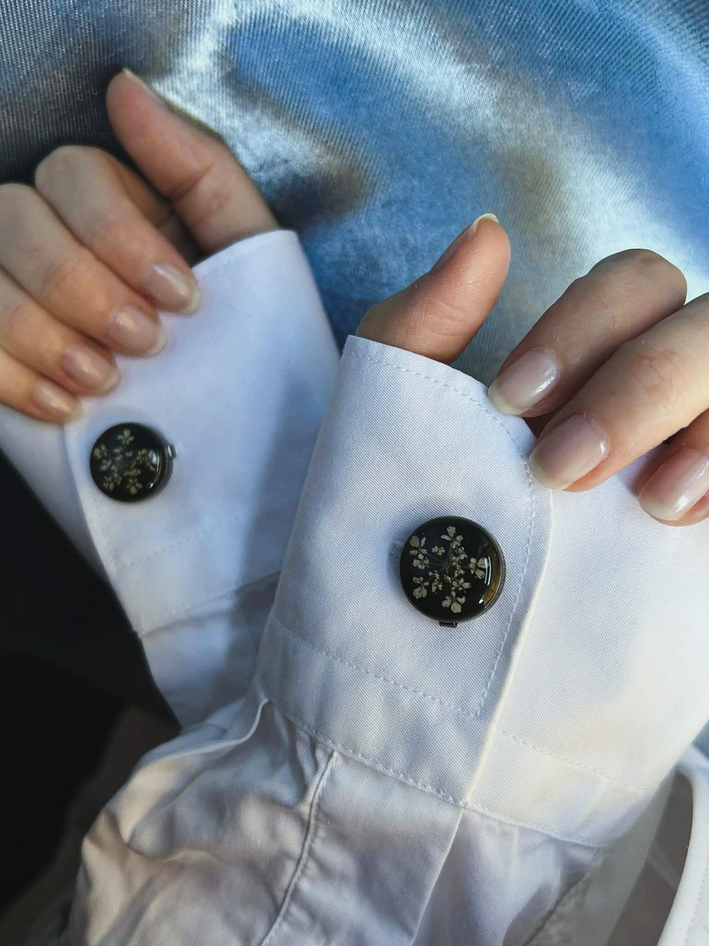 Boutons de manchettes - accessoire chemise femme - fleurs séchées