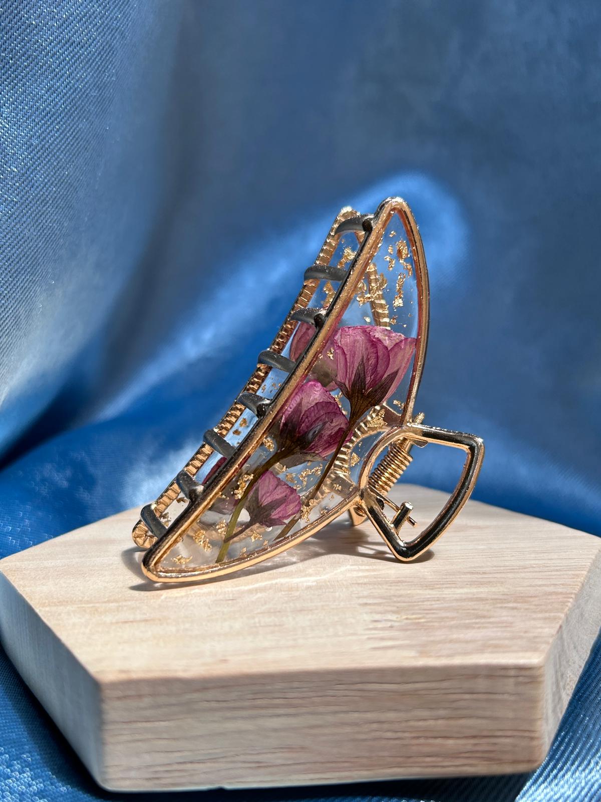 Pince à cheveux avec fleurs vraies séchées