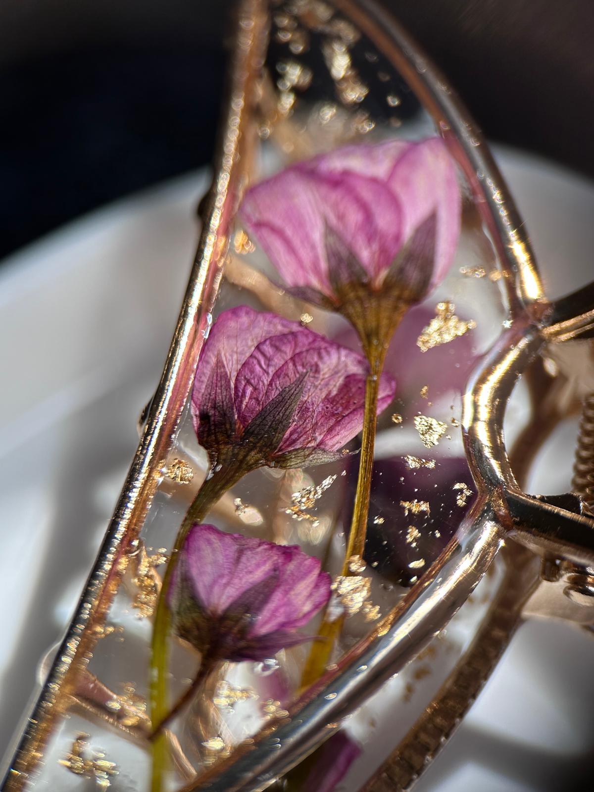 Pince à cheveux avec fleurs vraies séchées