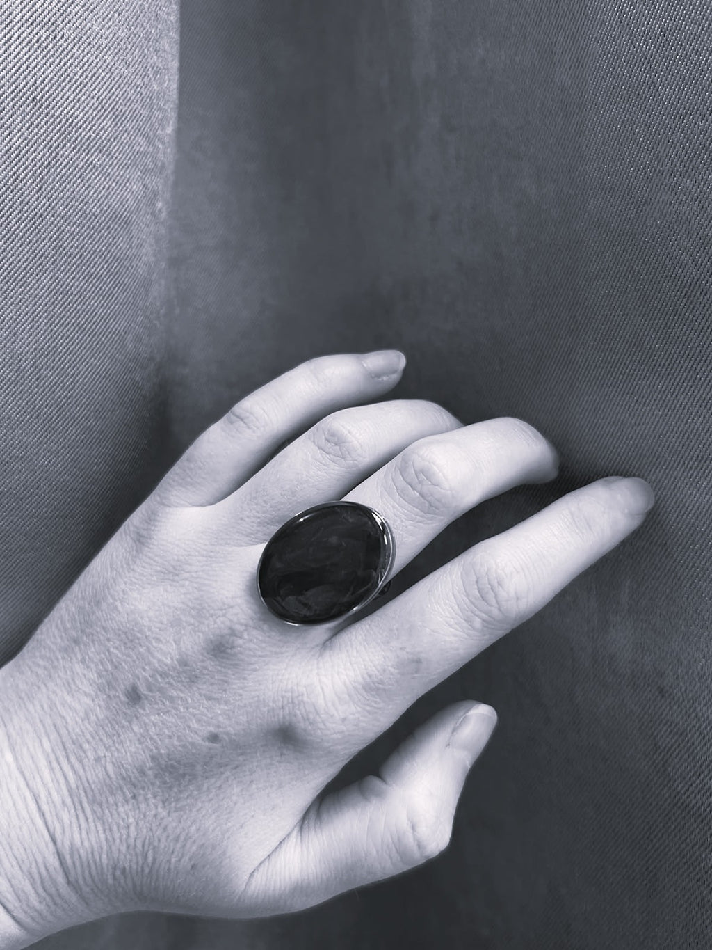 Bague doré ajustable ovale - fleurs séchées