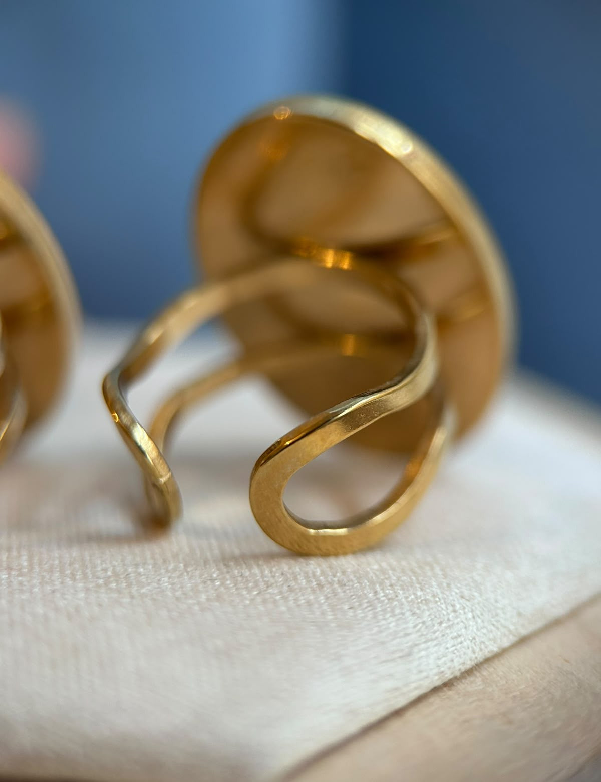 Bague doré ajustable ovale - fleurs séchées