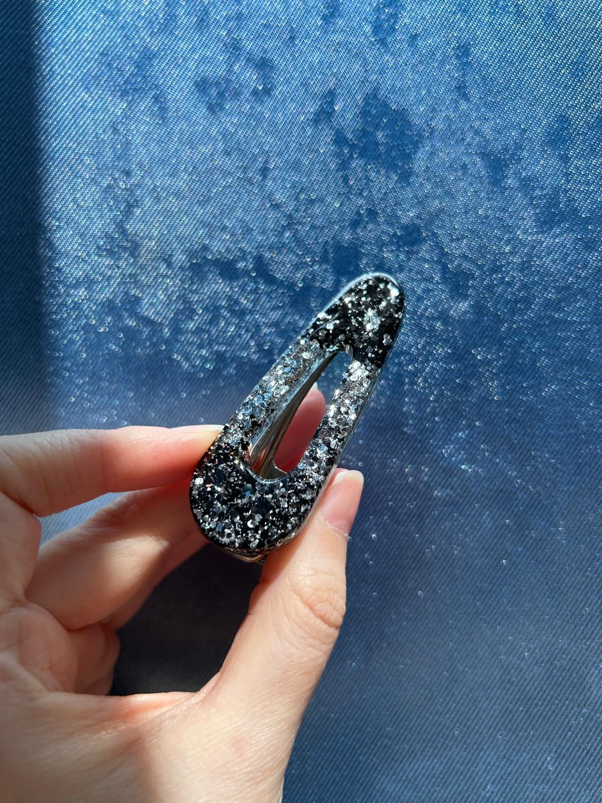 Barrettes à cheveux en résine, paillettes et fleurs séchées