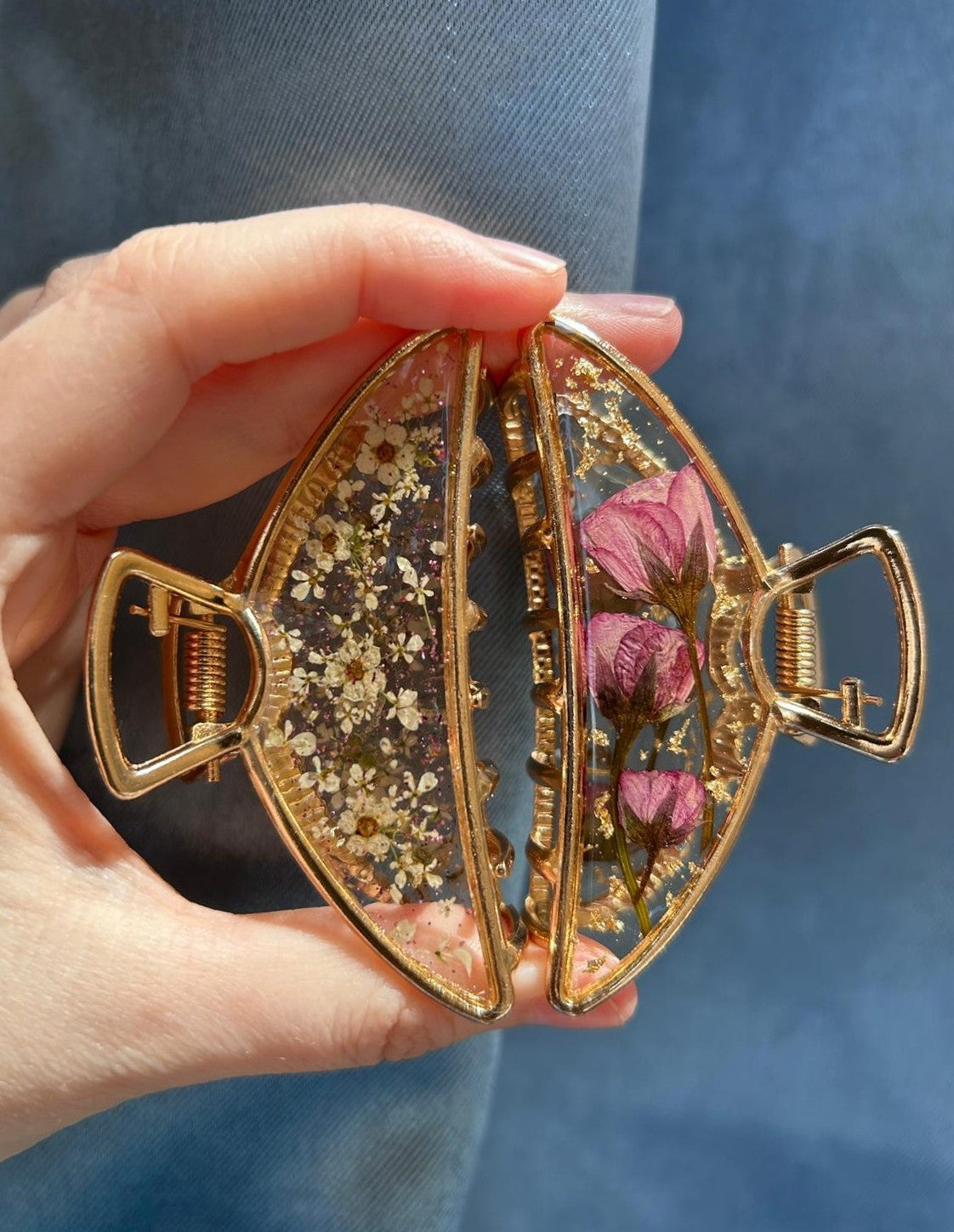 Pince à cheveux avec fleurs vraies séchées