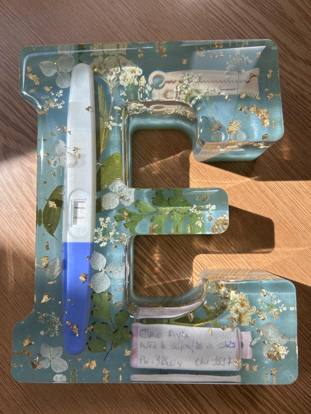 Lettre initiale 3D en résine - lettre naissance - souvenir bébé -  lettre personnalisée