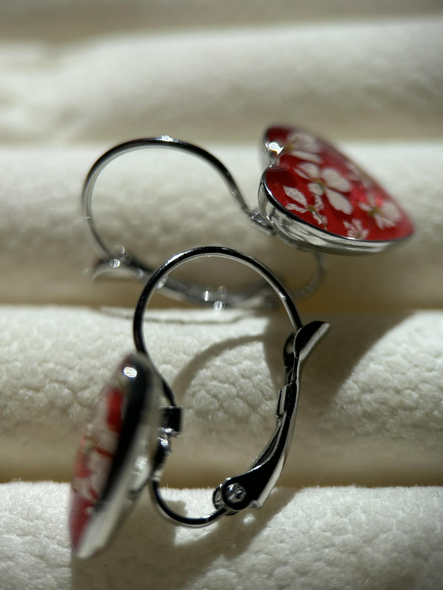 Boucles d'oreilles pendantes en forme de cœur - fleurs séchées