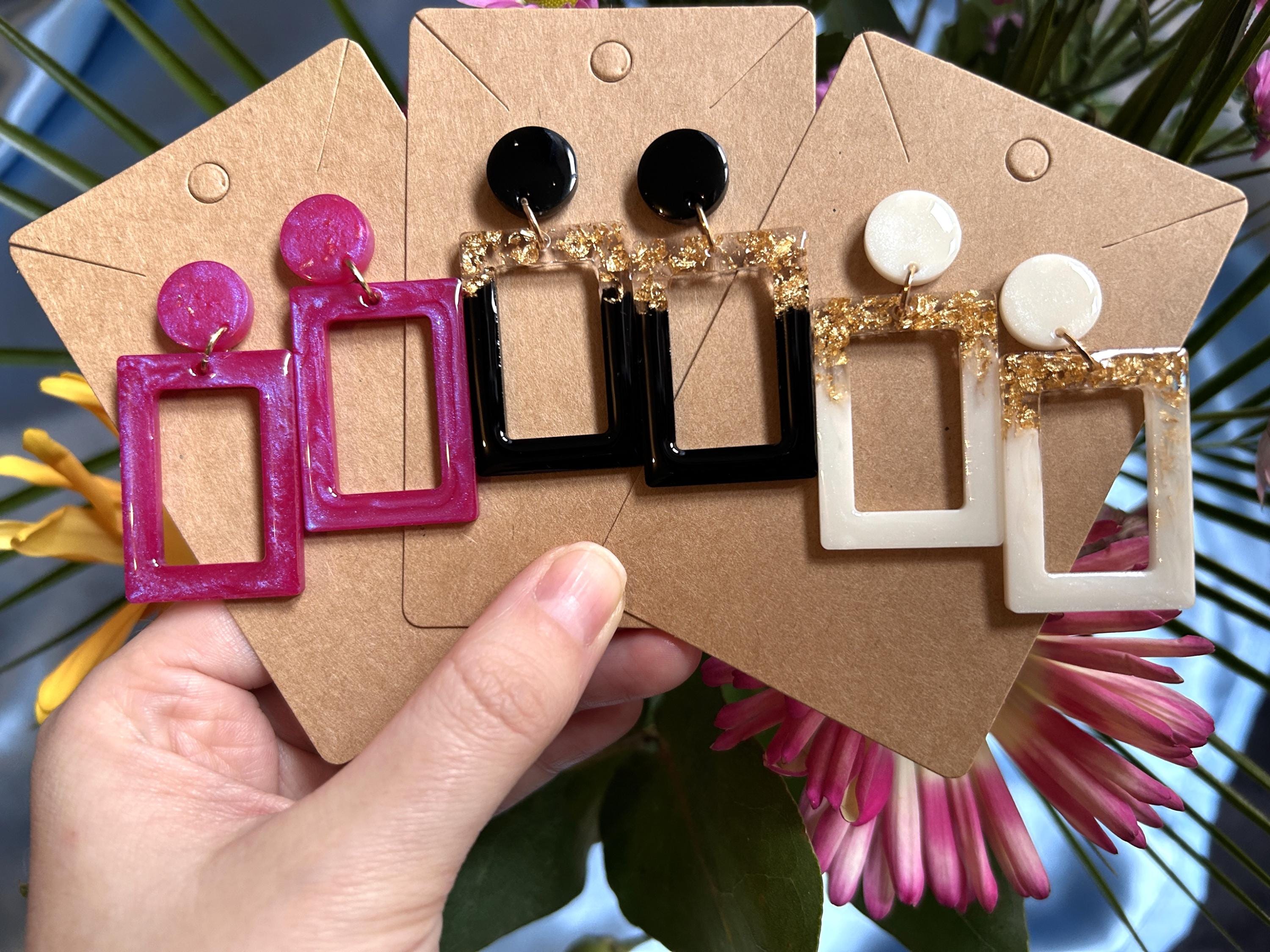 Boucles d'oreilles rectangulaires en résine
