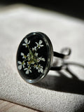 Bague argenté ajustable - fleurs séchées
