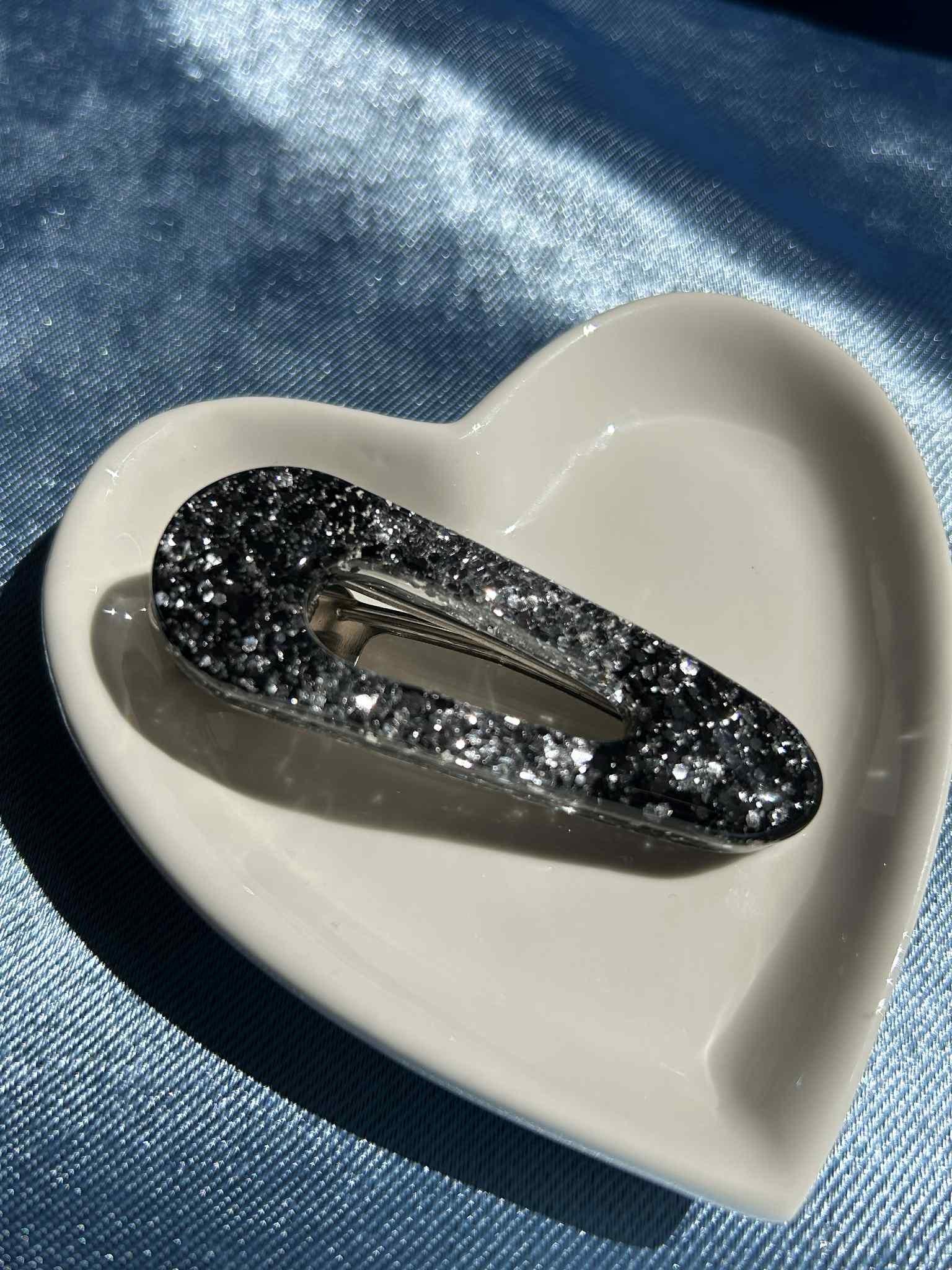 Barrettes à cheveux en résine, paillettes et fleurs séchées