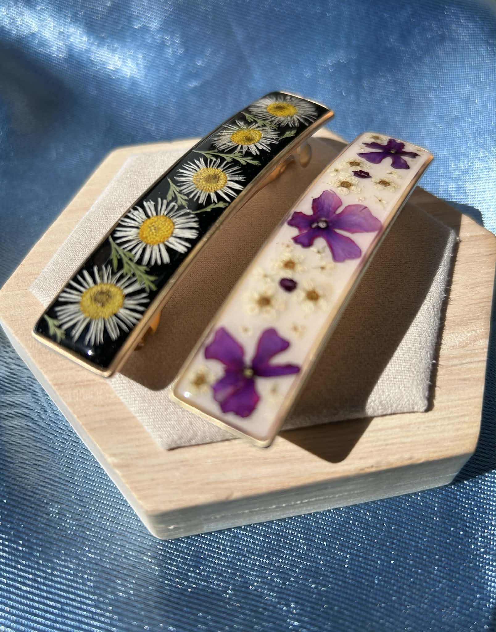 Barrette à cheveux avec fleurs naturelles séchées - accessoires coiffure