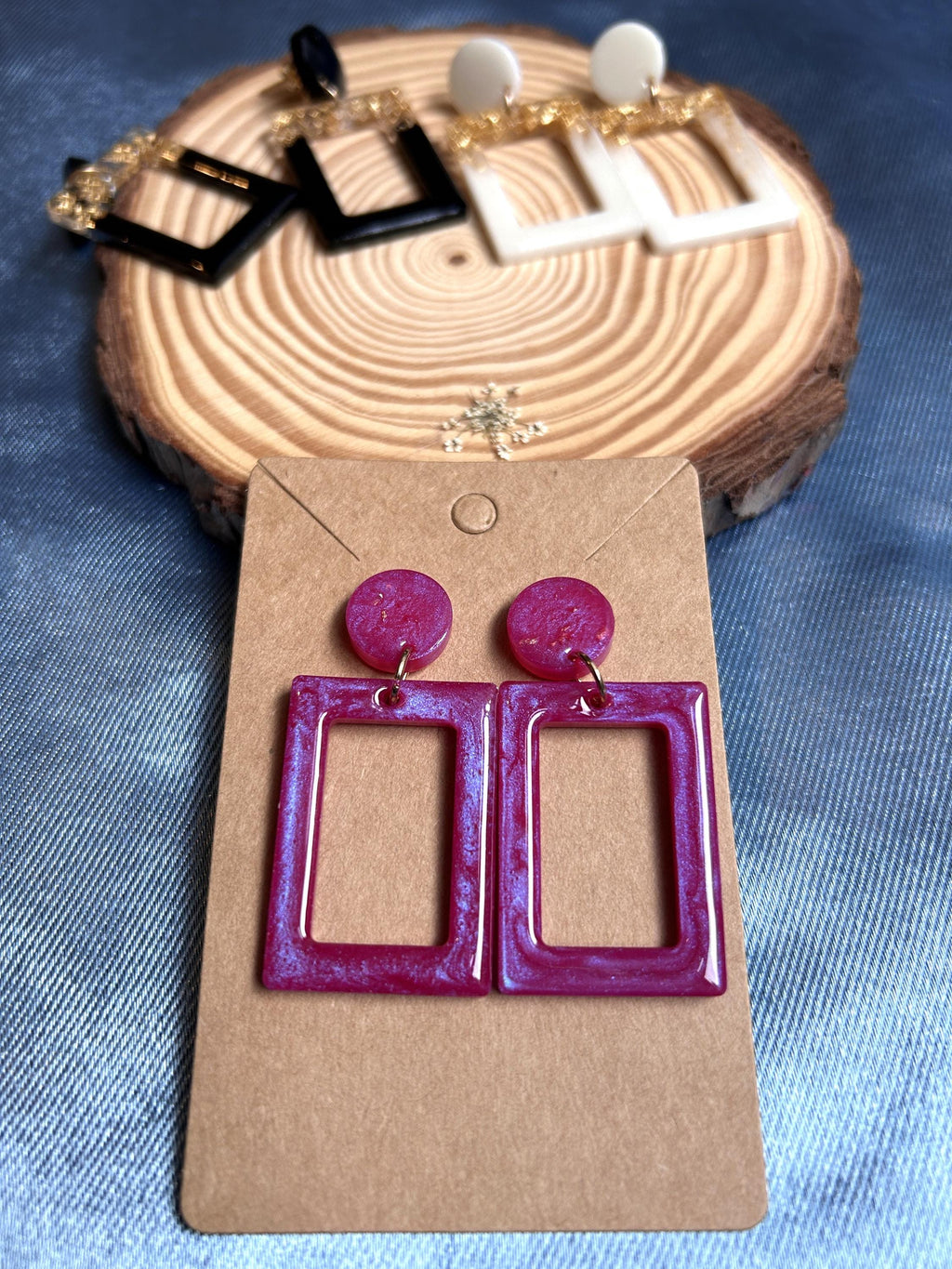 Boucles d'oreilles rectangulaires en résine