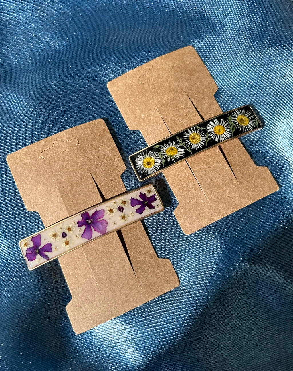 Barrette à cheveux avec fleurs naturelles séchées - accessoires coiffure